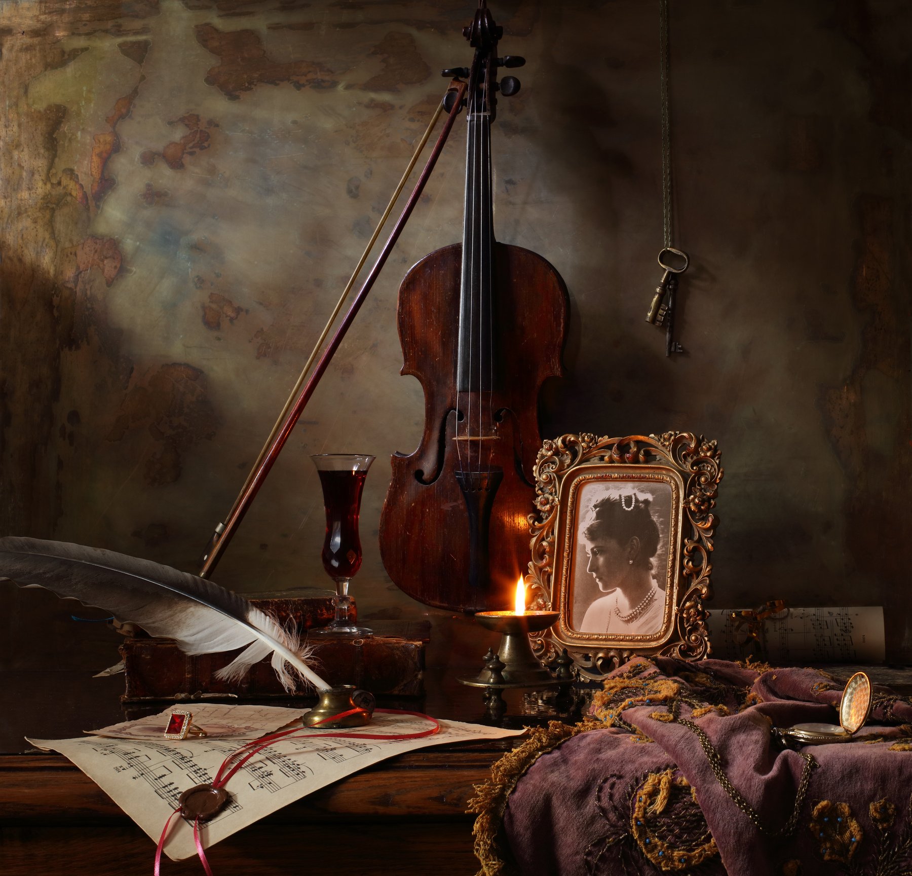 скрипка, музыка, портрет, девушка, свет, книги, Андрей Морозов
