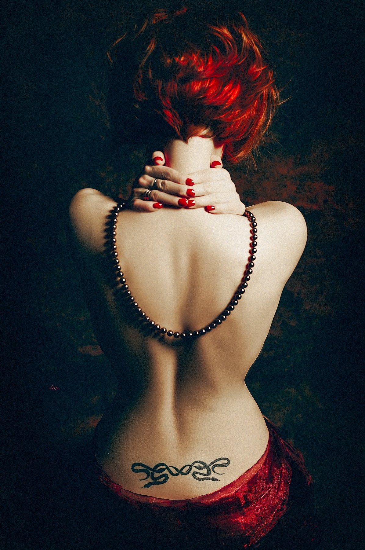 woman, nude, colors, tattoo, redhead, Руслан Болгов (Axe)