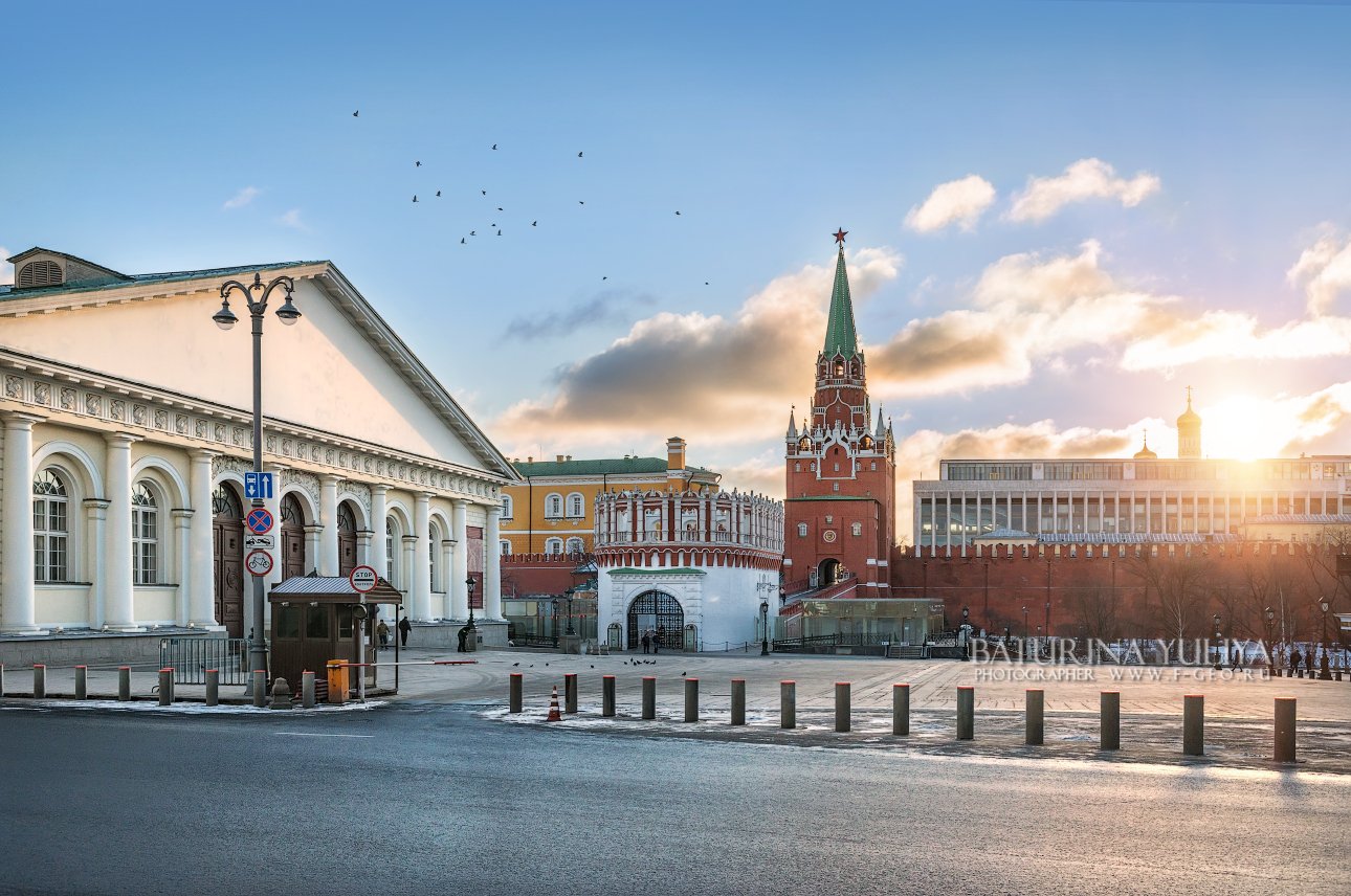 манеж, москва, кремль, утро, кутафья башня, троицкая башня, рассвет, Юлия Батурина