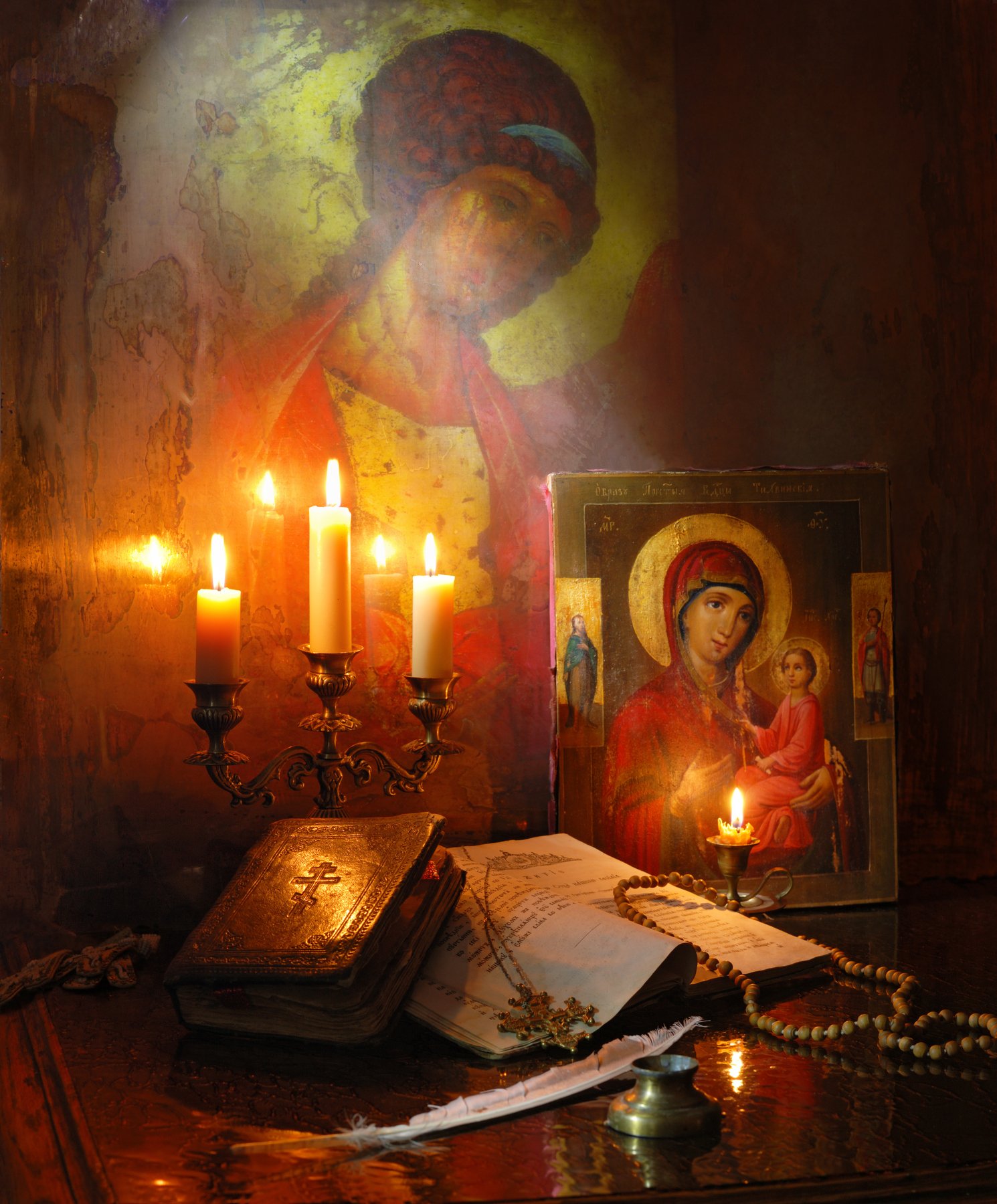 икона, ангел, книги, религия, свечи, Андрей Морозов