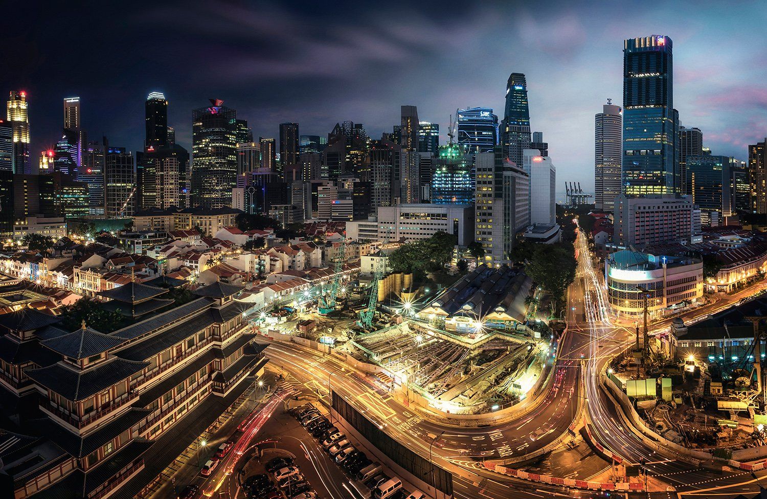 сингапур, город, закат, ночь, Алексей Ермаков