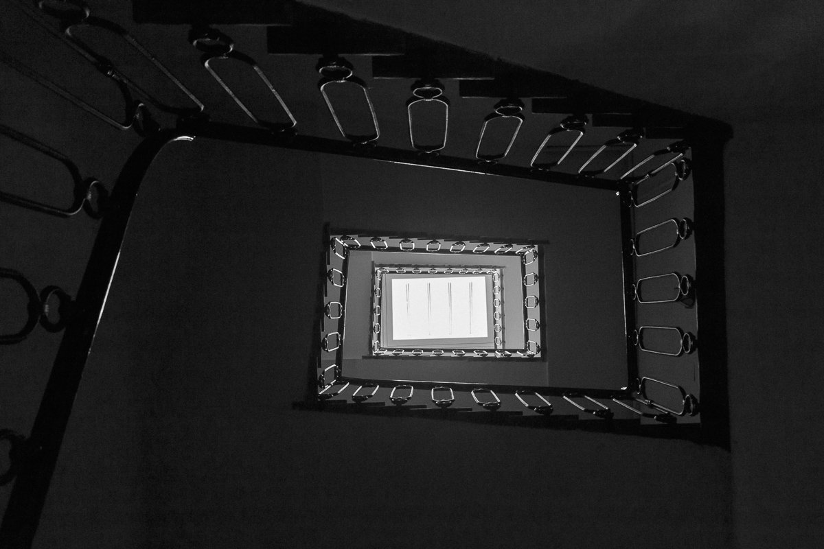 stairway,black and white,window,spiral,minimalism,abstract,light,shadow, Алексей Гусев