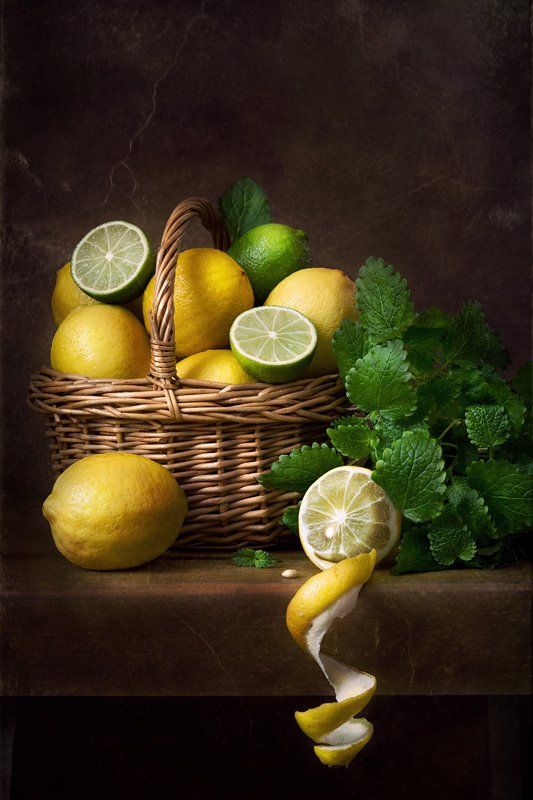 натюрморт, лимоны, лайм, Курочкина Диана