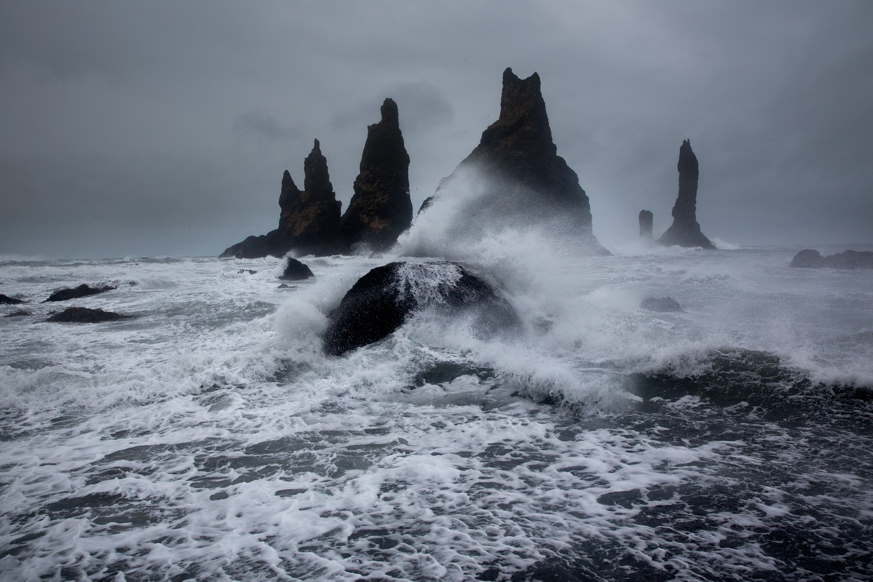 исландия,скалы,пальцы,вода,волны,море,, Олег Грачёв