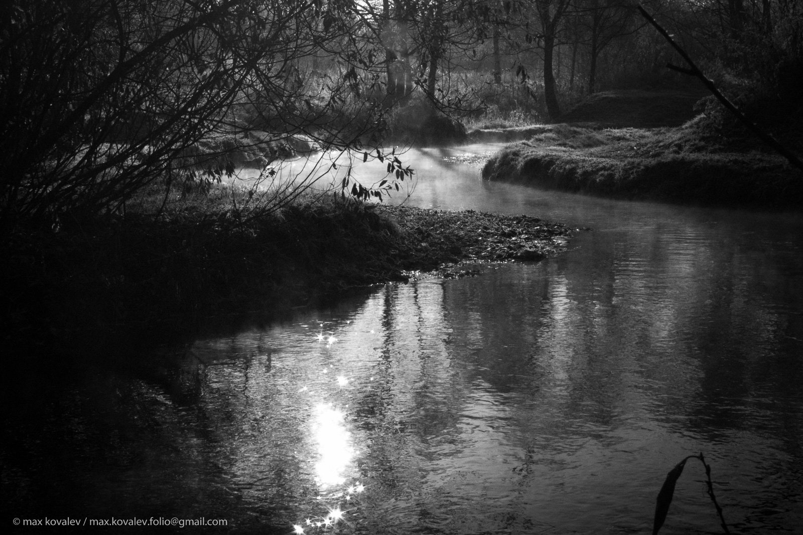 kuzminki, autumn, catchlight, river, steam, sun, water, кузьминки, блик, вода, осень, пар, река, солнце, Максим Ковалёв