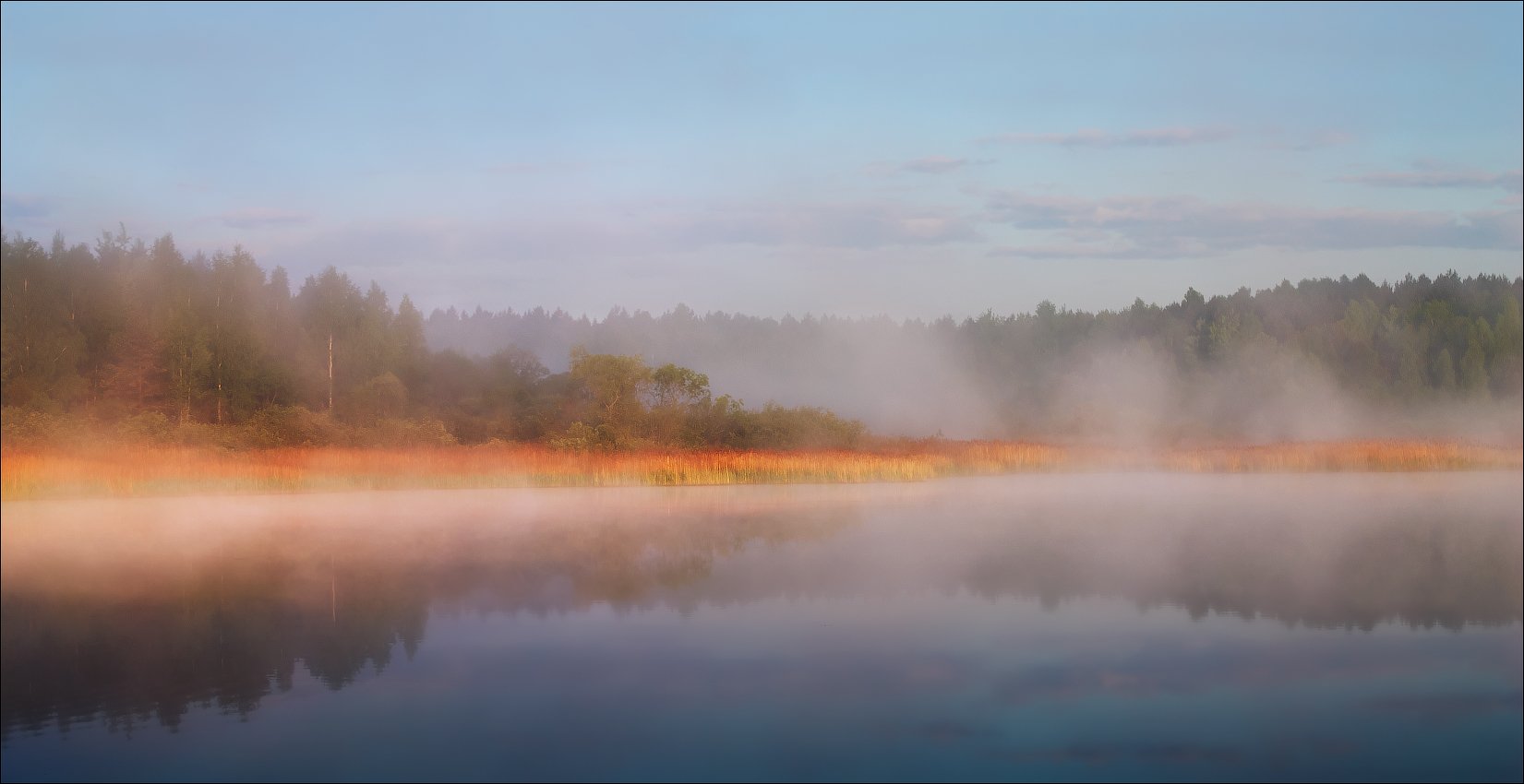 река, рассвет, дымка, туман,, Сергей Шабуневич