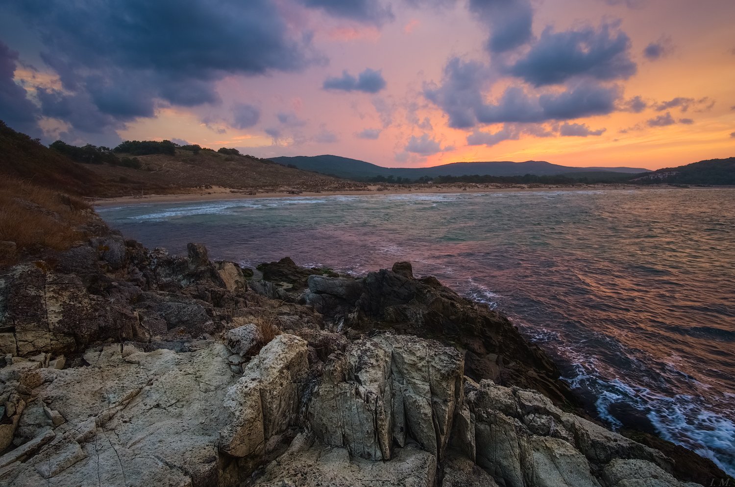 Bulgaria, cloud, evening, light, sea, sunset, Болгария, вечер, дюны, закат, скалы, Черное море, шторм, black sea, storm, Dunes, rocks, Arkutino, Аркутино, I'M