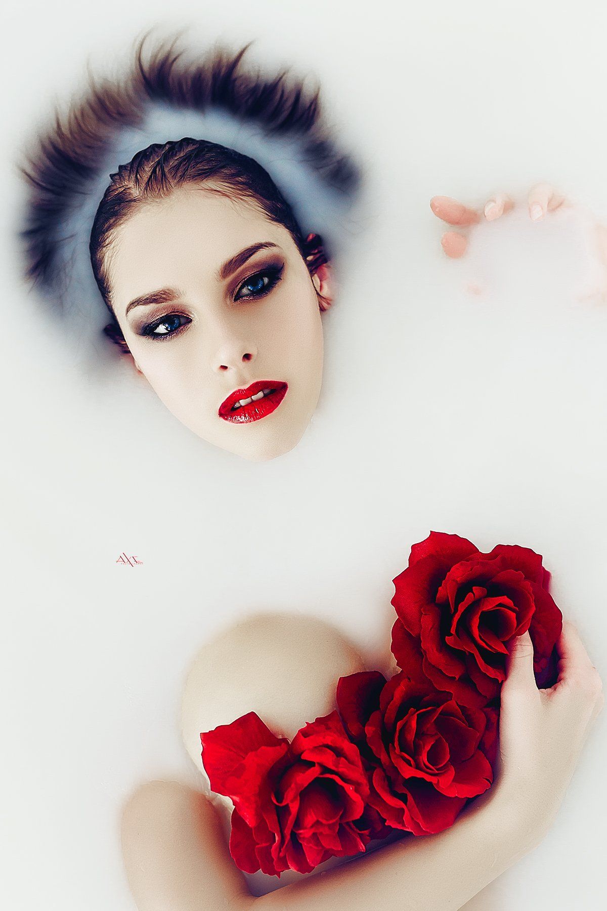 woman, white, milk, red, roses, natural light, beauty, Руслан Болгов (Axe)