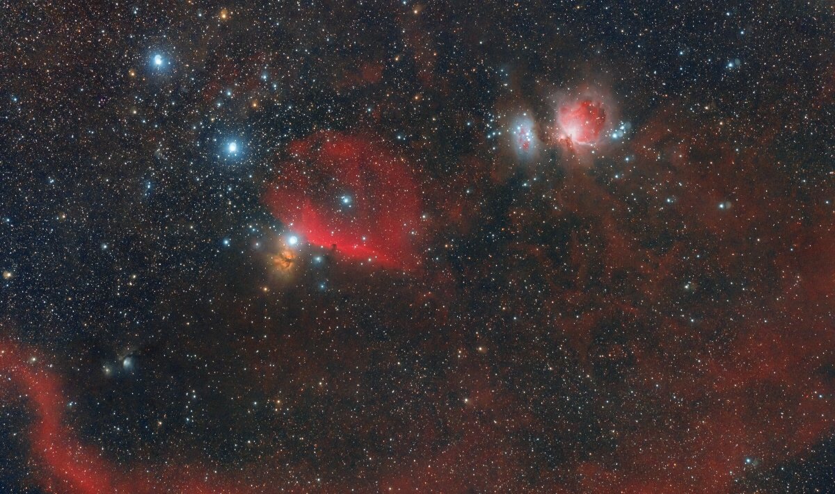 Космос, Орион, Петля Барнард, M42, M43, М78 (NGC 2068), Flame NGC 2024, Alnilam, Alnitak, Mintaka, Борис Богданов