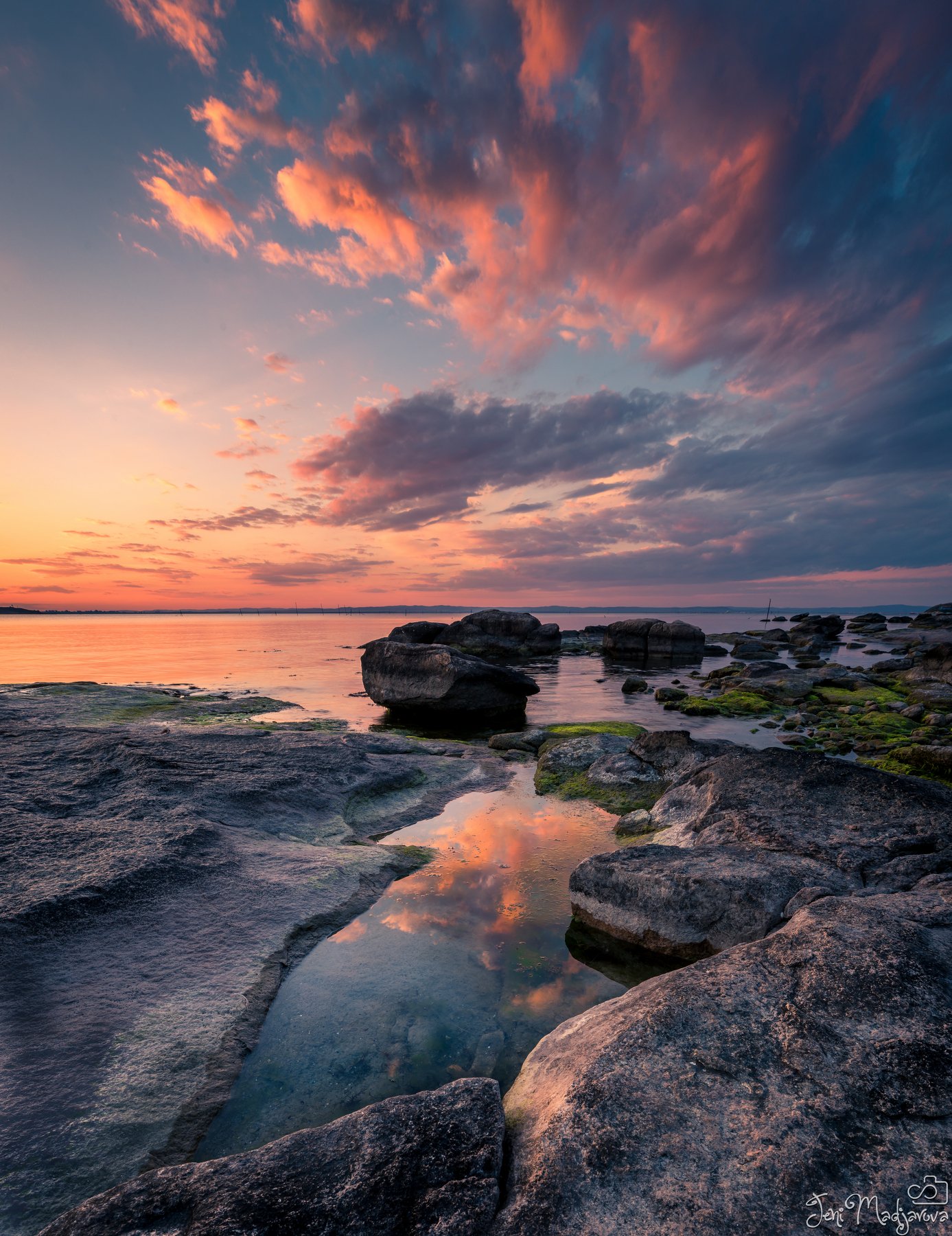 sunset, reflection, water, sea, landscape, nature, Jeni Madjarova