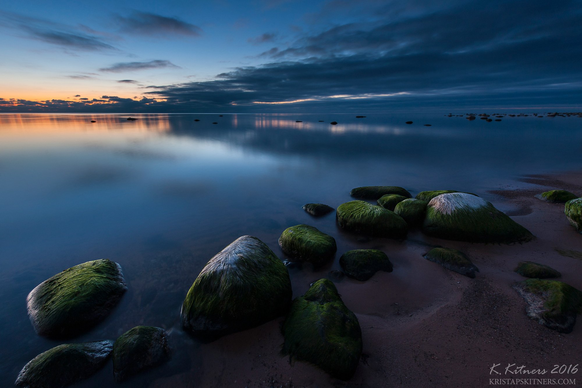 sea seascape water sky clouds stone reflection sunset evening latvia, Kristaps Kitners