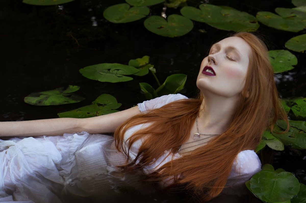 lake, water, redhead, ginger, beauty, red lips, summer, fairytale, Наташа Янкелевич