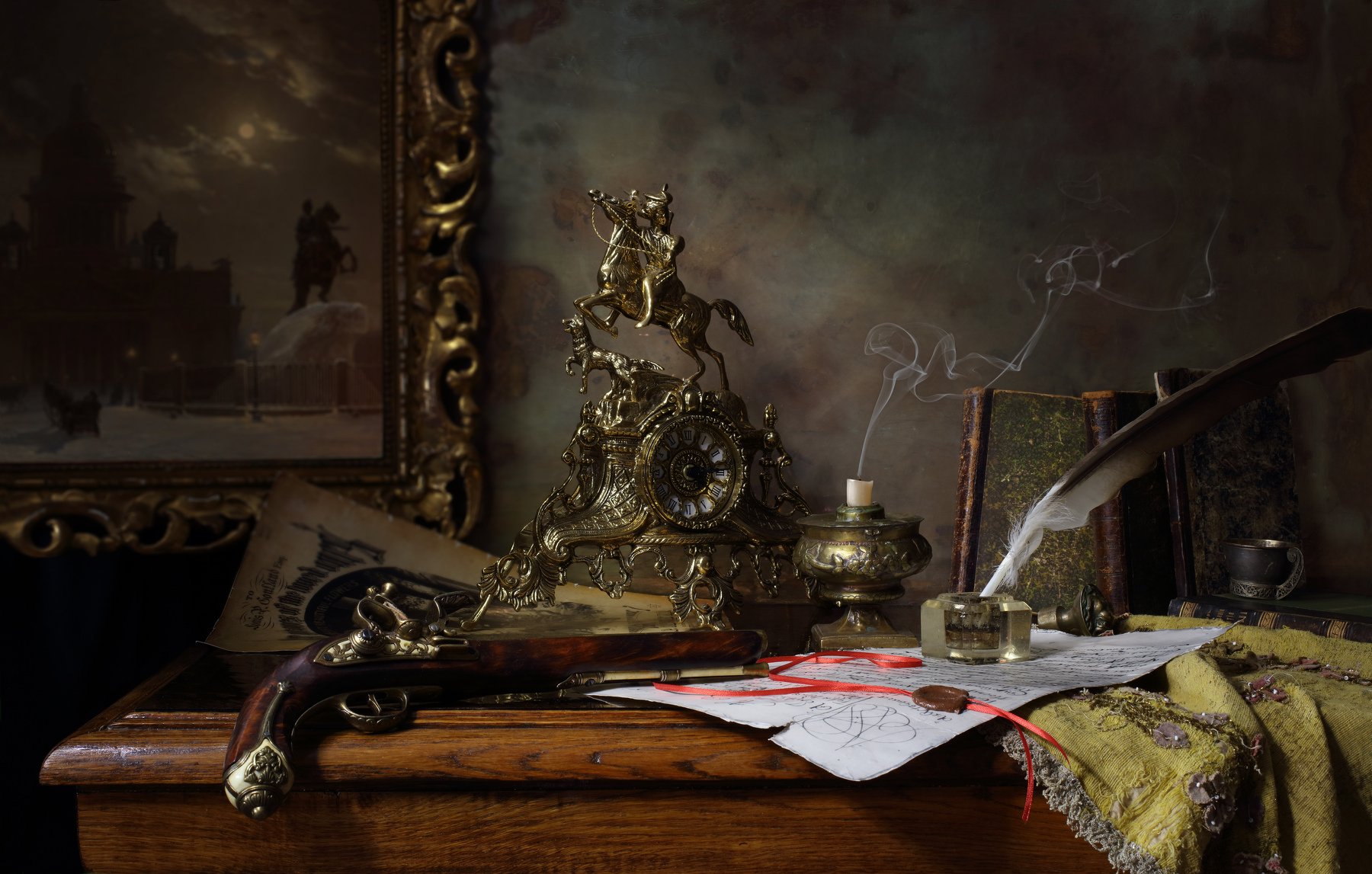 Пушкин, часы, книги, пистолет, свеча, рукопись, картина, Андрей Морозов