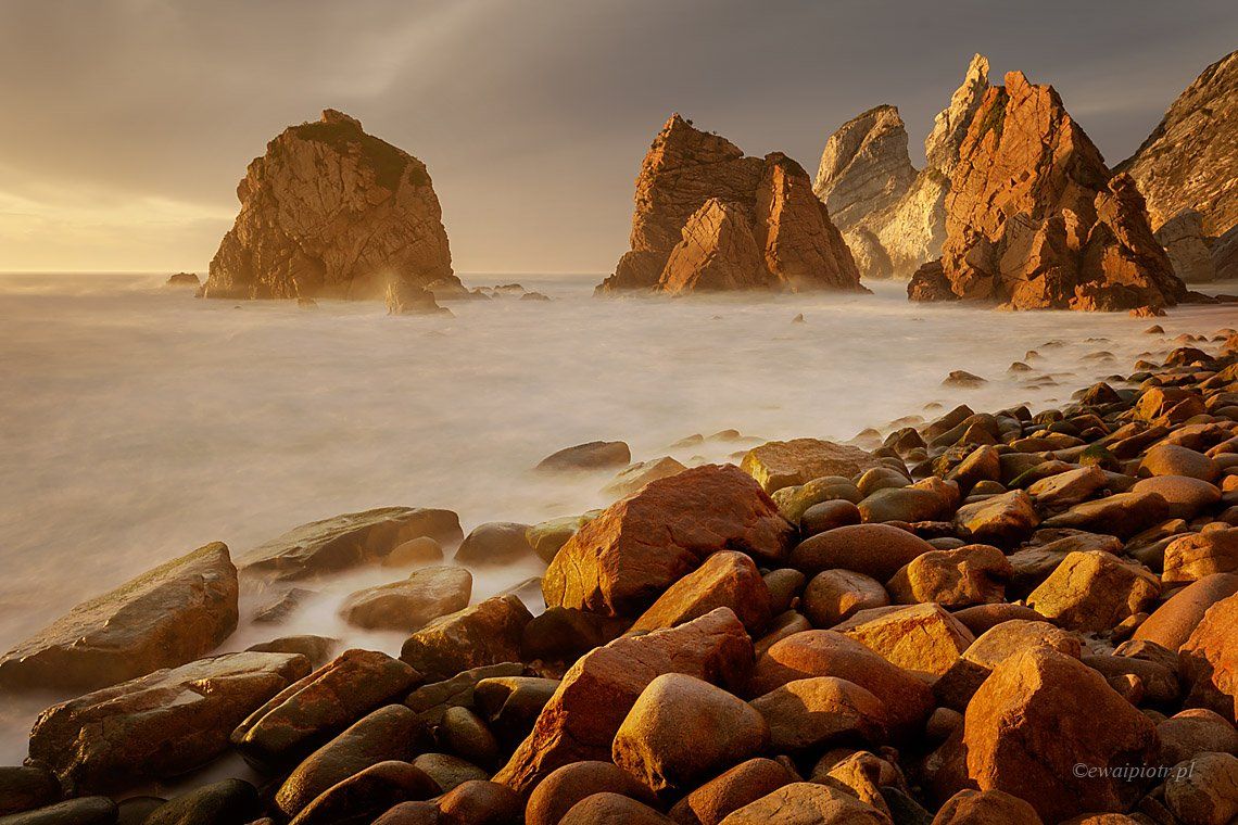 Sea, Beach, Nature, Rock, Sunset, Coastline, Landscape, Outdoors, Scenics, Water, Sky, Wave, Dusk, Seascape, Sand, Sunlight, Piotr Debek