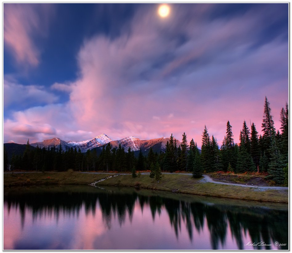 rocky, mountains, pink, lake, Michael Latman