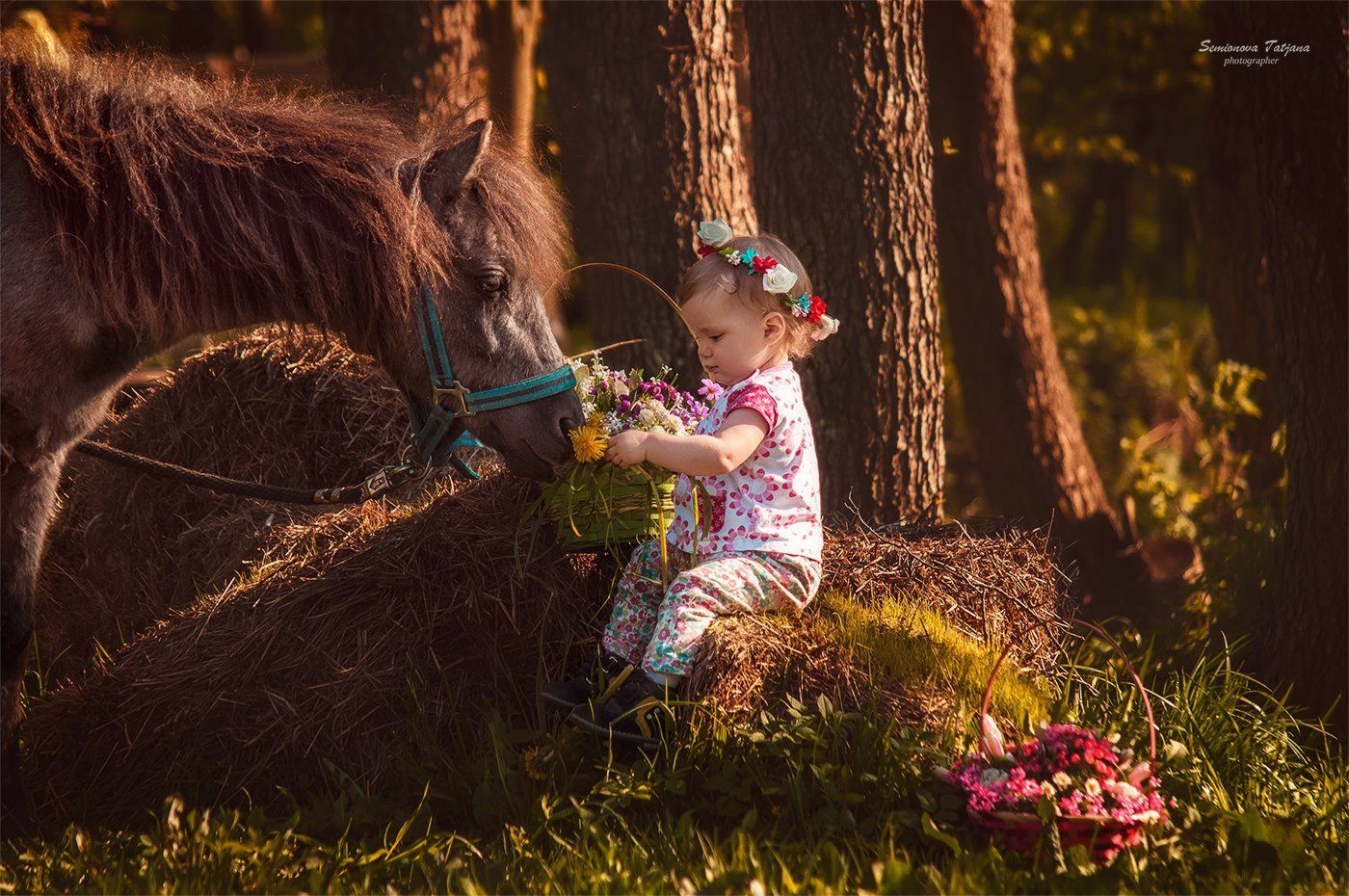 пони, девочка, лес, цветы, детство, красота, природа , Семенова Татьяна