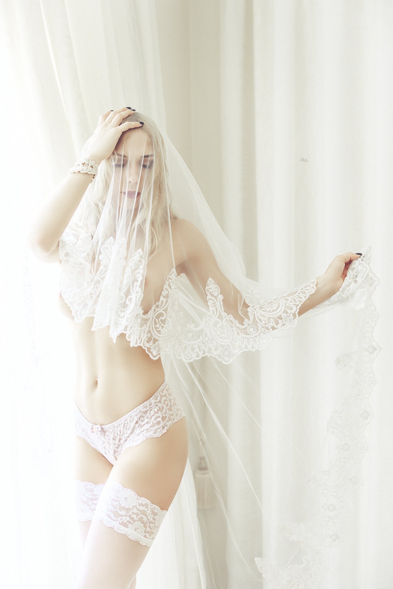 woman, bride, lingerie, veil, nude, portrait, Руслан Болгов (Axe)