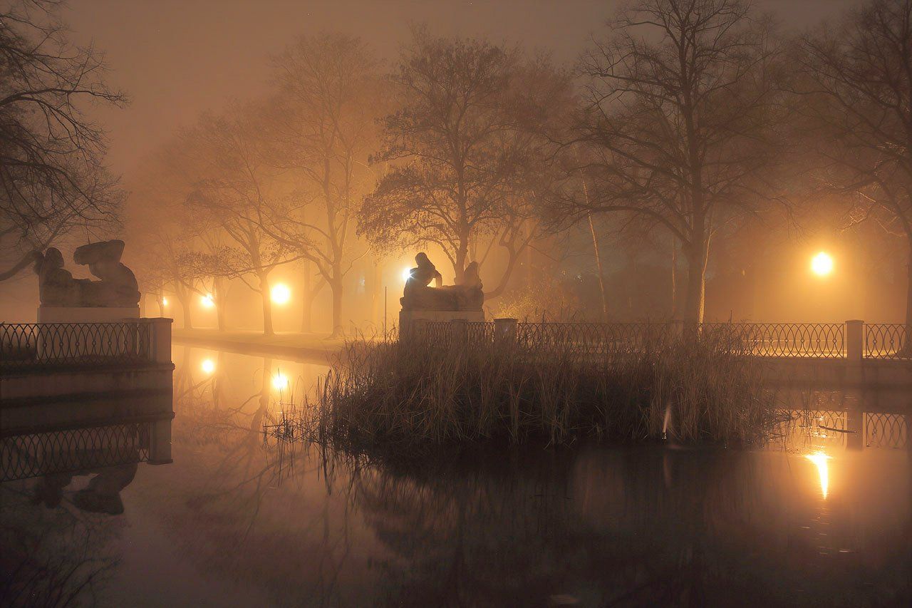 парк, кёльн, туман, город, вечер, Виктор Климкин