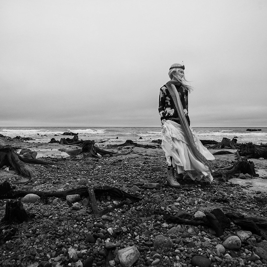 портрет, женский портрет, чб, природа, море, пленер, девушка, bw, woman, nature, sea, portrait, Анхен Анна