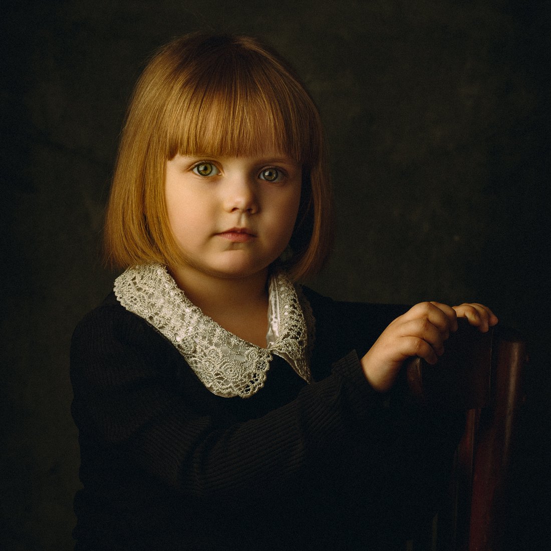 портрет, винтаж, ребенок, картина, Руслан Рахматов