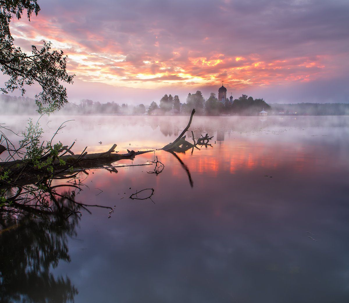 утро, туман, весна, май, отражение, озеро, покров, рассвет, Игорь Шиленок