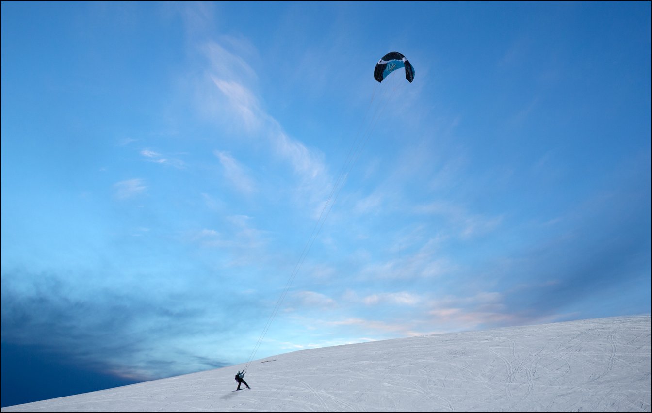 горы, небо, снег, лыжи, парашют, параплан, Boris Bort