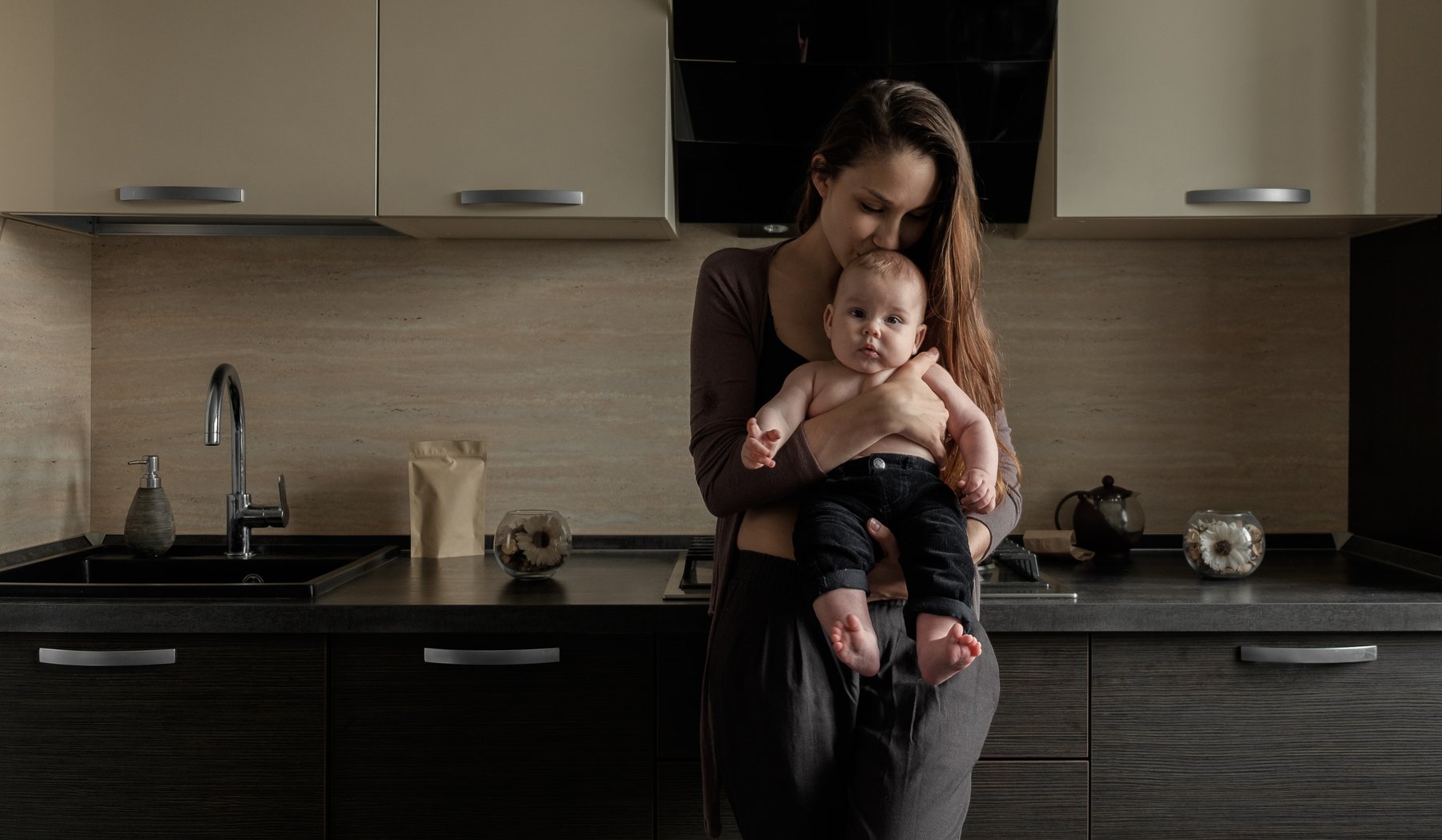 woman, baby, child, family, kitchen, , Роман Филиппов