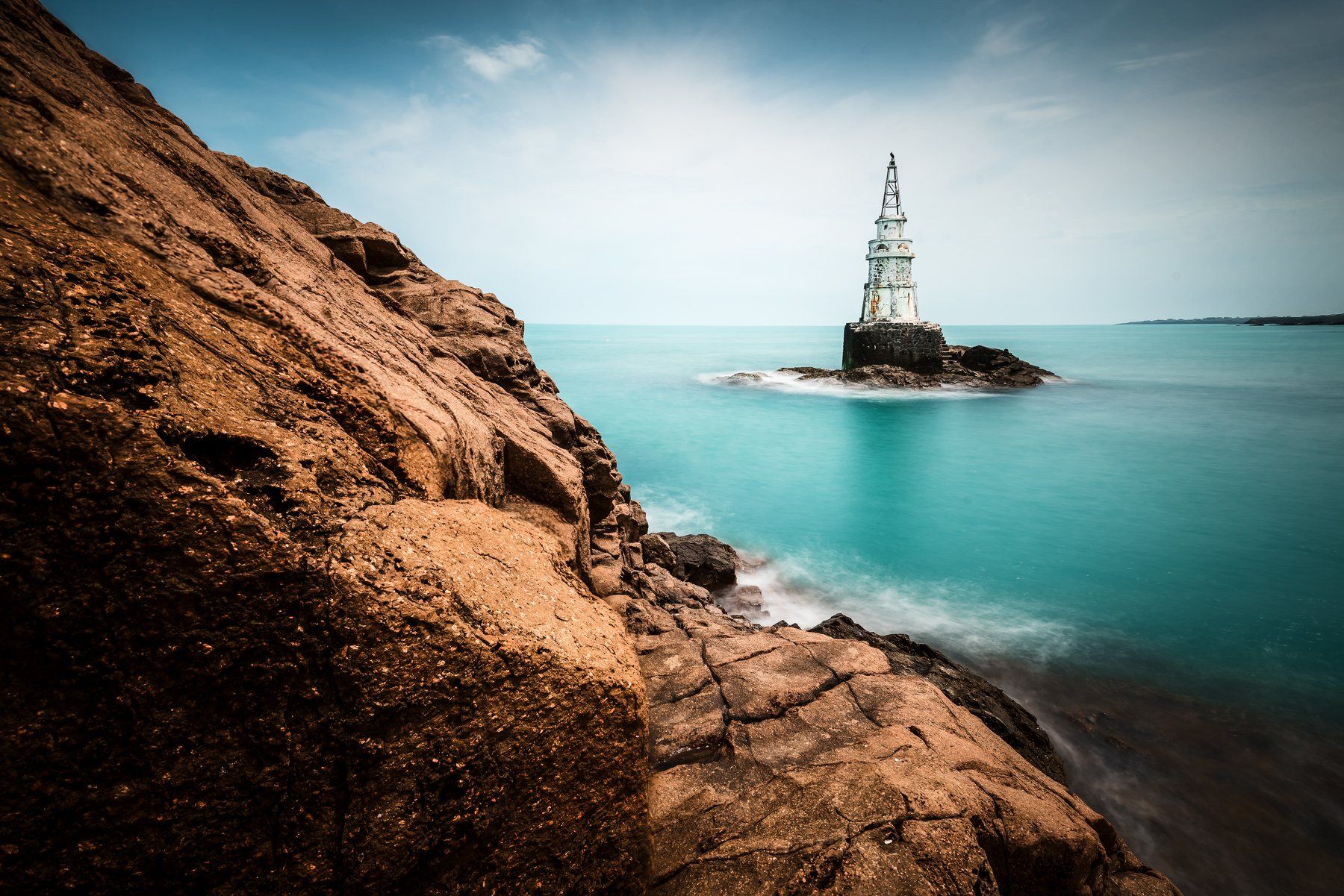 sea,lighthouse, water,rock,clouds,sky,summer,landscape, nature, Jeni Madjarova