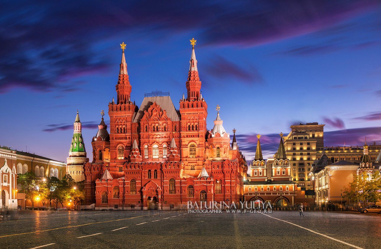 москва, исторический музей, красная площадь, закат, кремль, Юлия Батурина