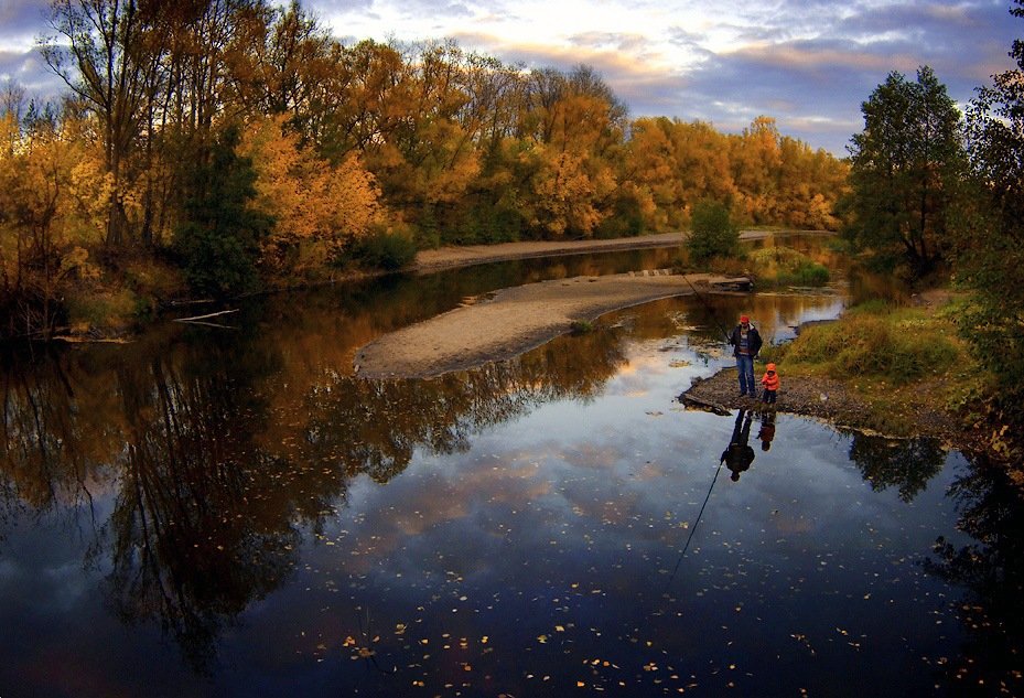 осень, отражения, облака, рыбалка, Samolinov Andrey