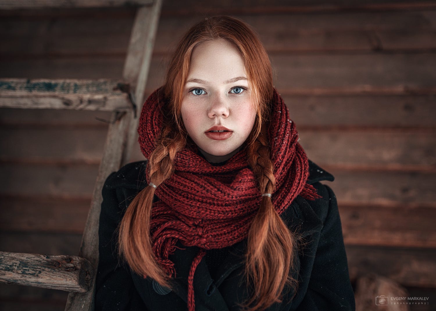 портрет, девушка, зима, Евгений Маркалев