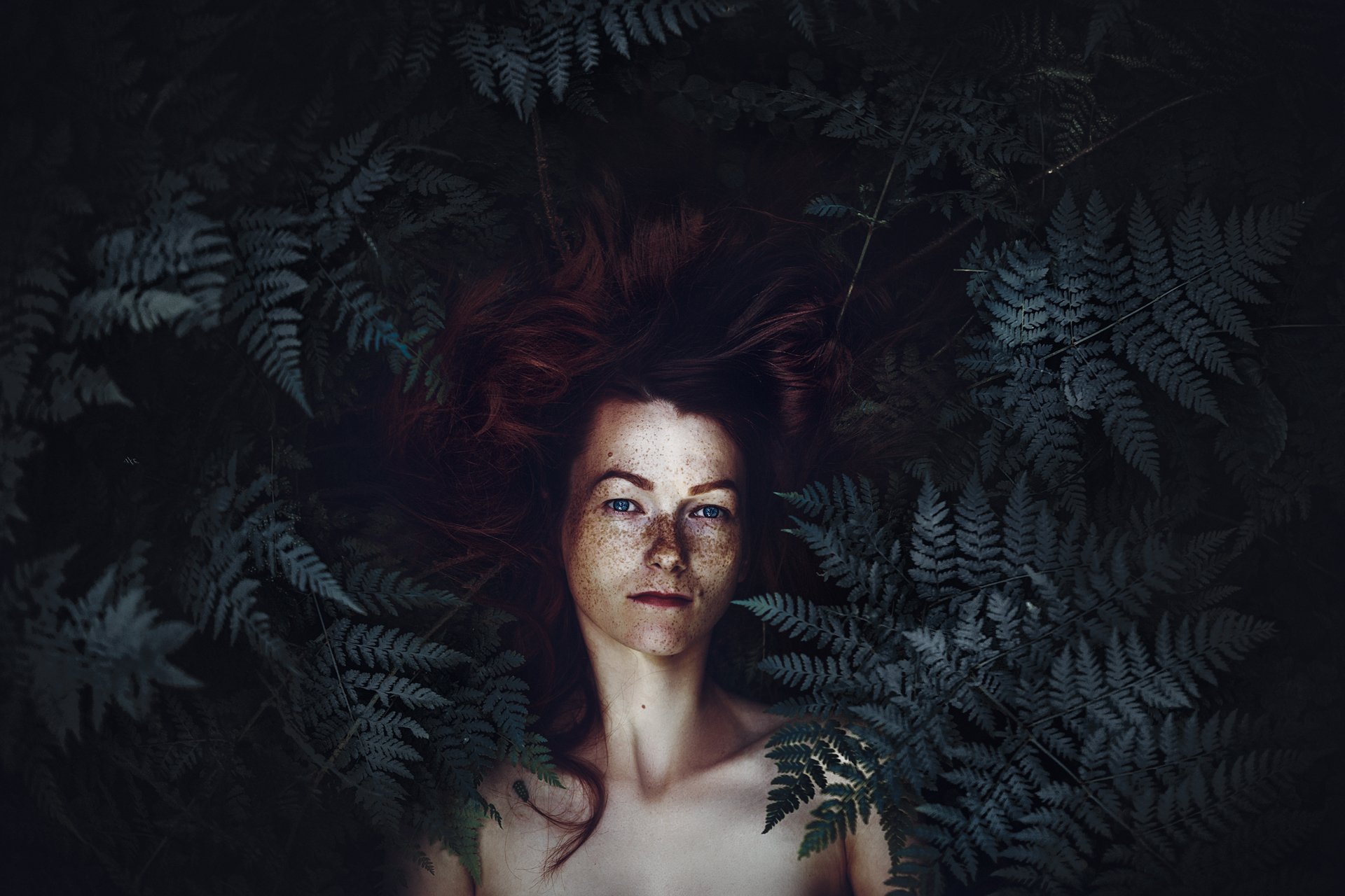 woman, freckles, portrait, natural light, fern, toning, Руслан Болгов (Axe)