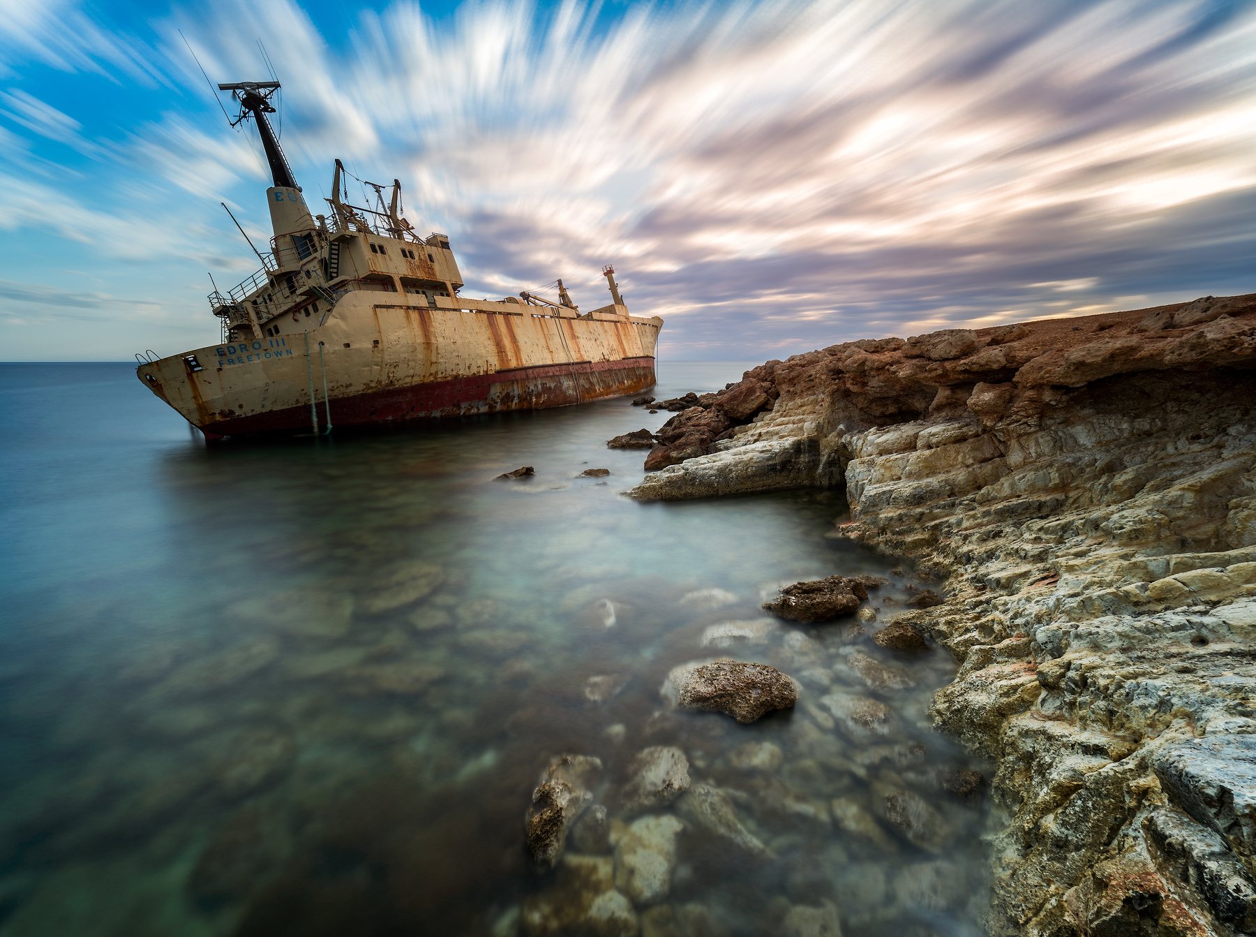 shipwreck, Cyprus, Edro, seascape, sunset, moving cloud, Сергей Курля