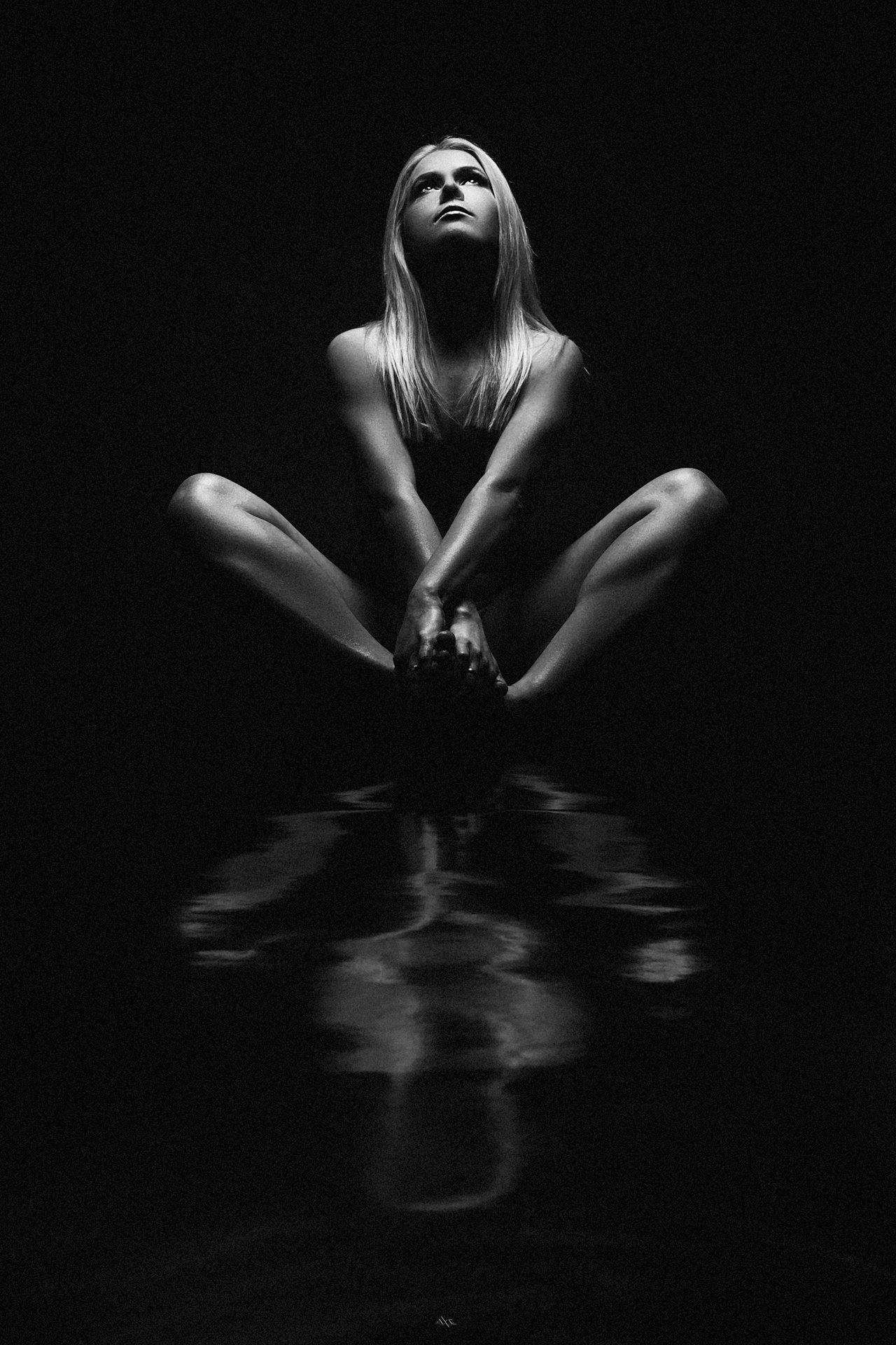 woman, nude, studio, light, black and white, reflection, Руслан Болгов (Axe)