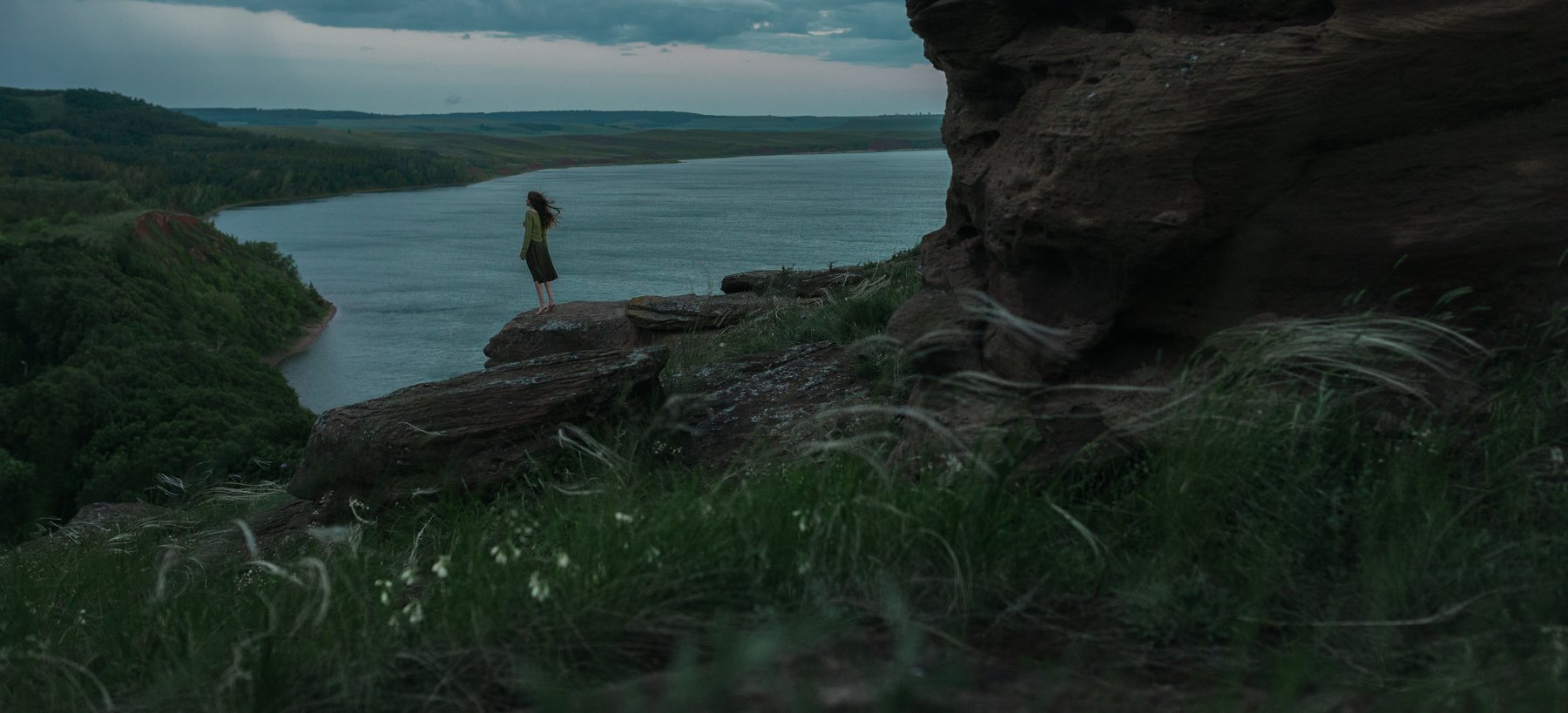 aslikul, nature, lake, bashkortostan, rock, morning, weather, wind, girl, , Роман Филиппов