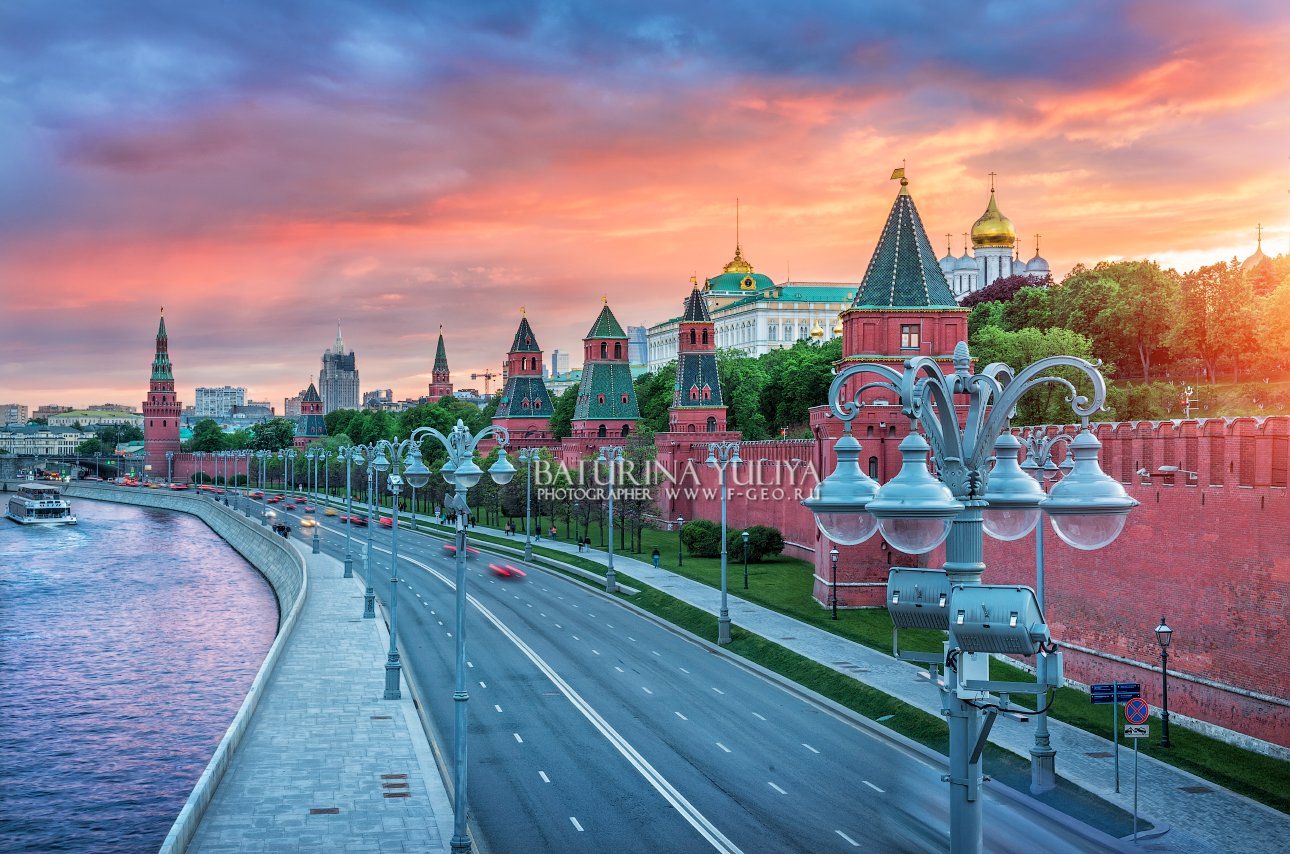 кремль, москва, закат, кремлевская набережная, москва-река, Юлия Батурина