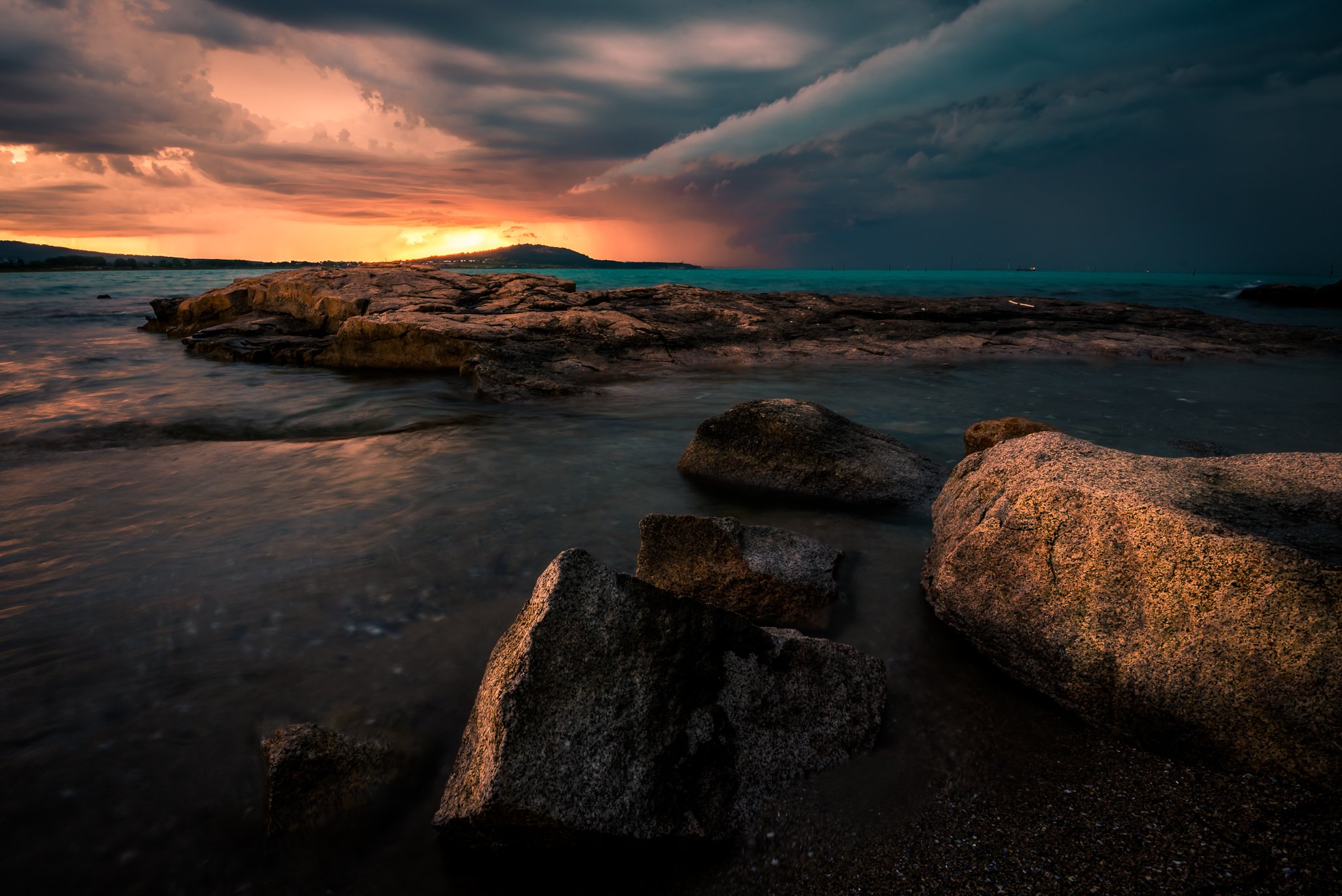 sunset, nature, outdoor,sea, storm, rock,water,landscape, Jeni Madjarova