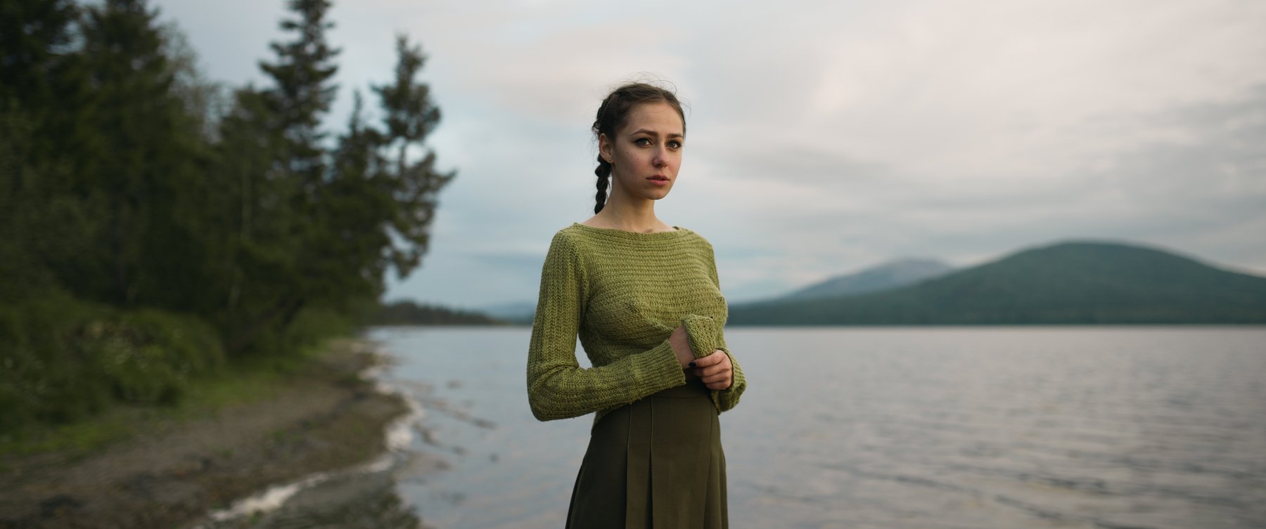 girl, portrait, nature, lake, ural, zuratkul, green, color, nice, mountains, mountain, russia, Роман Филиппов