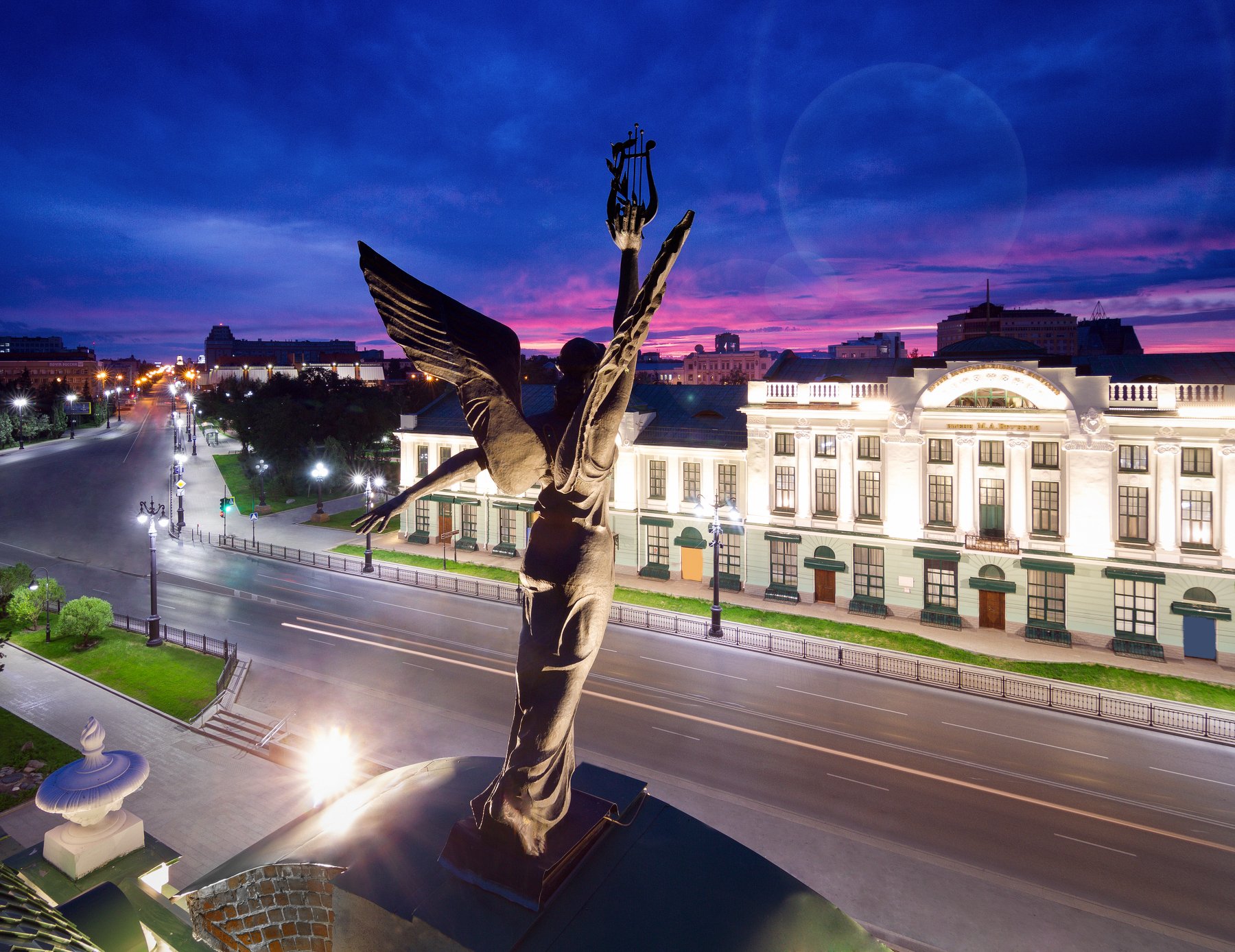 Омск, крыша, пейзаж, ночь, рассвет, закат, скульптура, город, Urban Exploration, Голубев Алексей