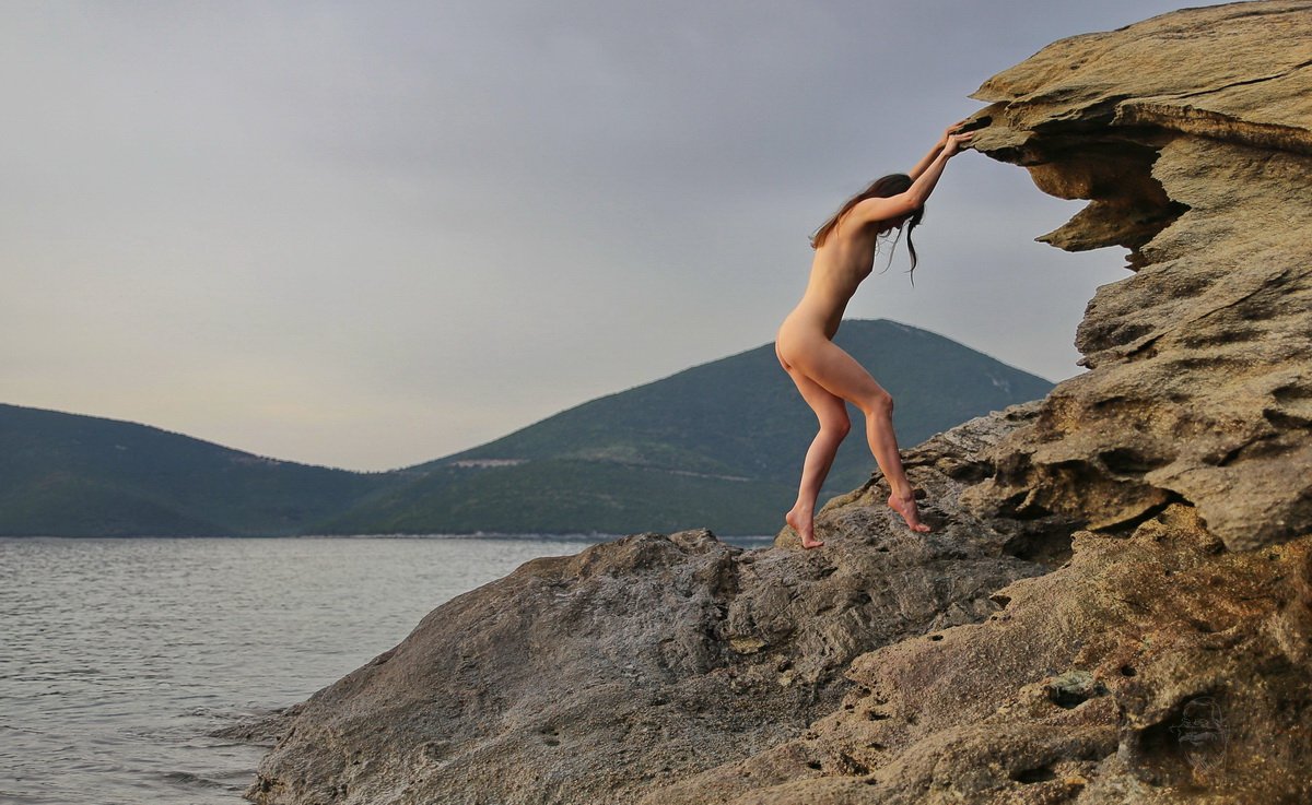 girl, nude, rock, sea, greece, Dieter Kittel
