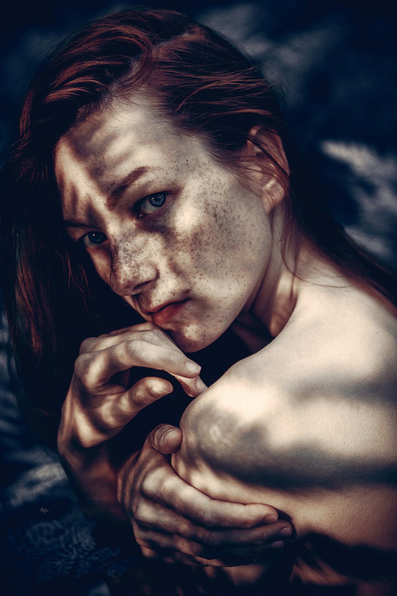 woman, portrait, shadows, light, mood, freckles, Руслан Болгов (Axe)