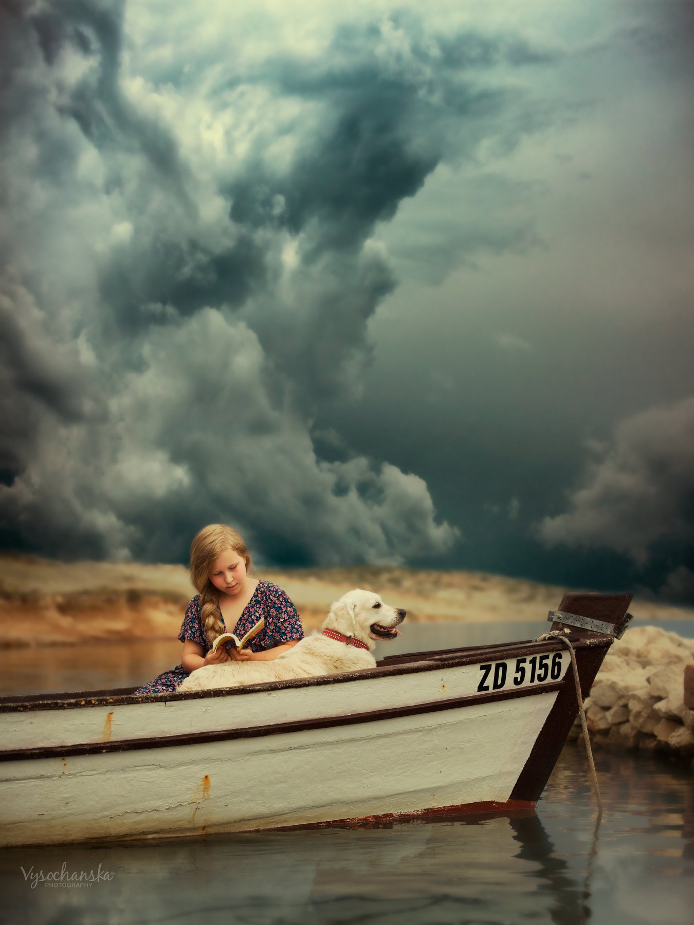 girl, little, eyes, grey, portrait, девочка, голубые глаза, портрет, storm, sea, clouds, boat, шторм, гроза, тучи, лодка, Vysochanska Photography