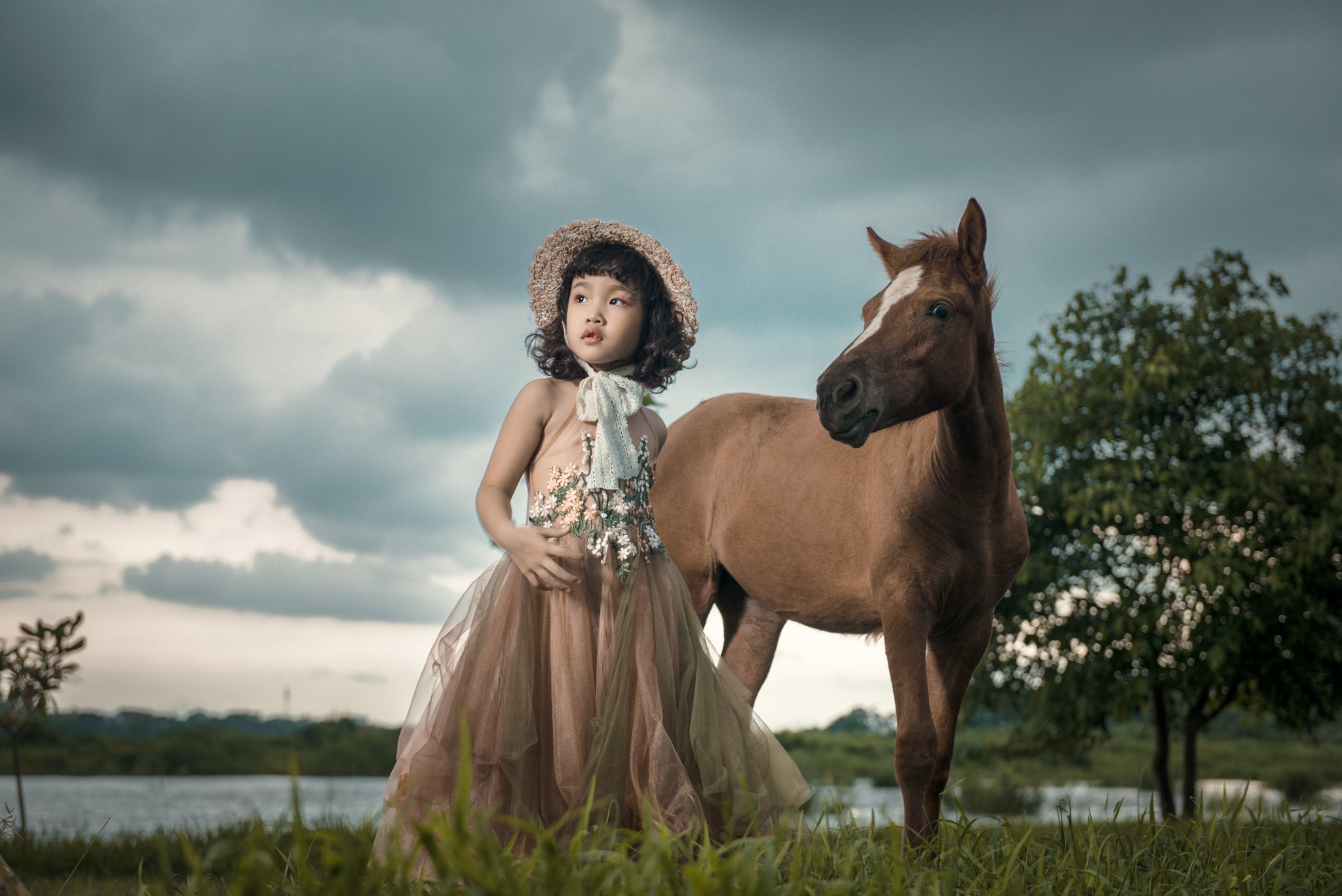 portrait, horse, concept, baby, cute,girl, beautyful, art, field, Nguyen Trung Duc