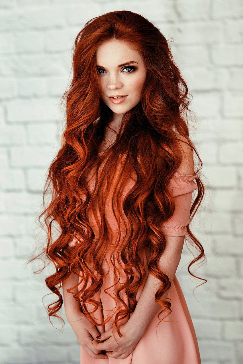 длинные, волосы, рыжая, кудри, красивая, глаза, улыбка, красота, веснушки, девушка, Дарья Комарова