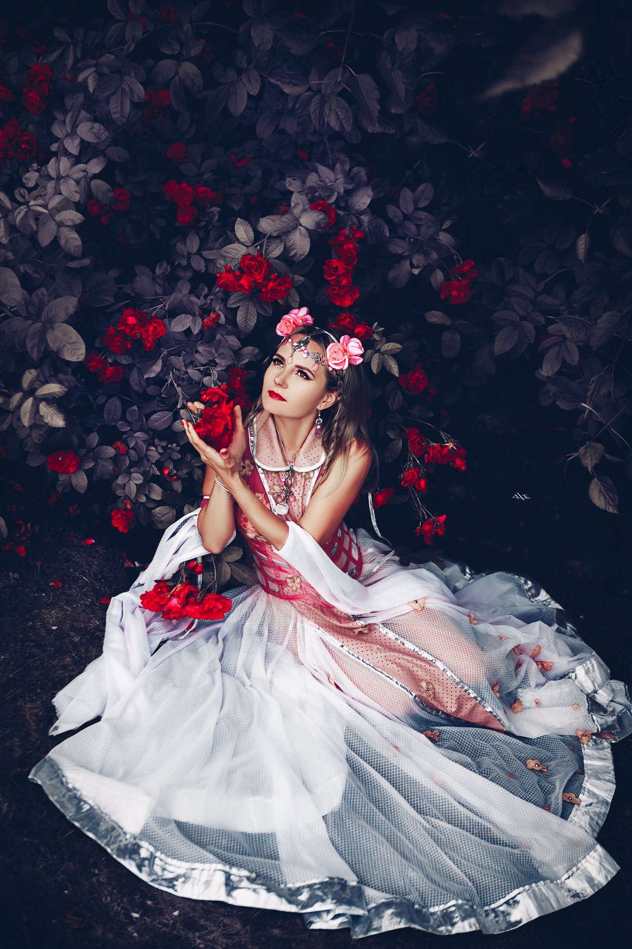 woman, beauty, portrait, fashin, natural light, dress, roses, toning, Руслан Болгов (Axe)