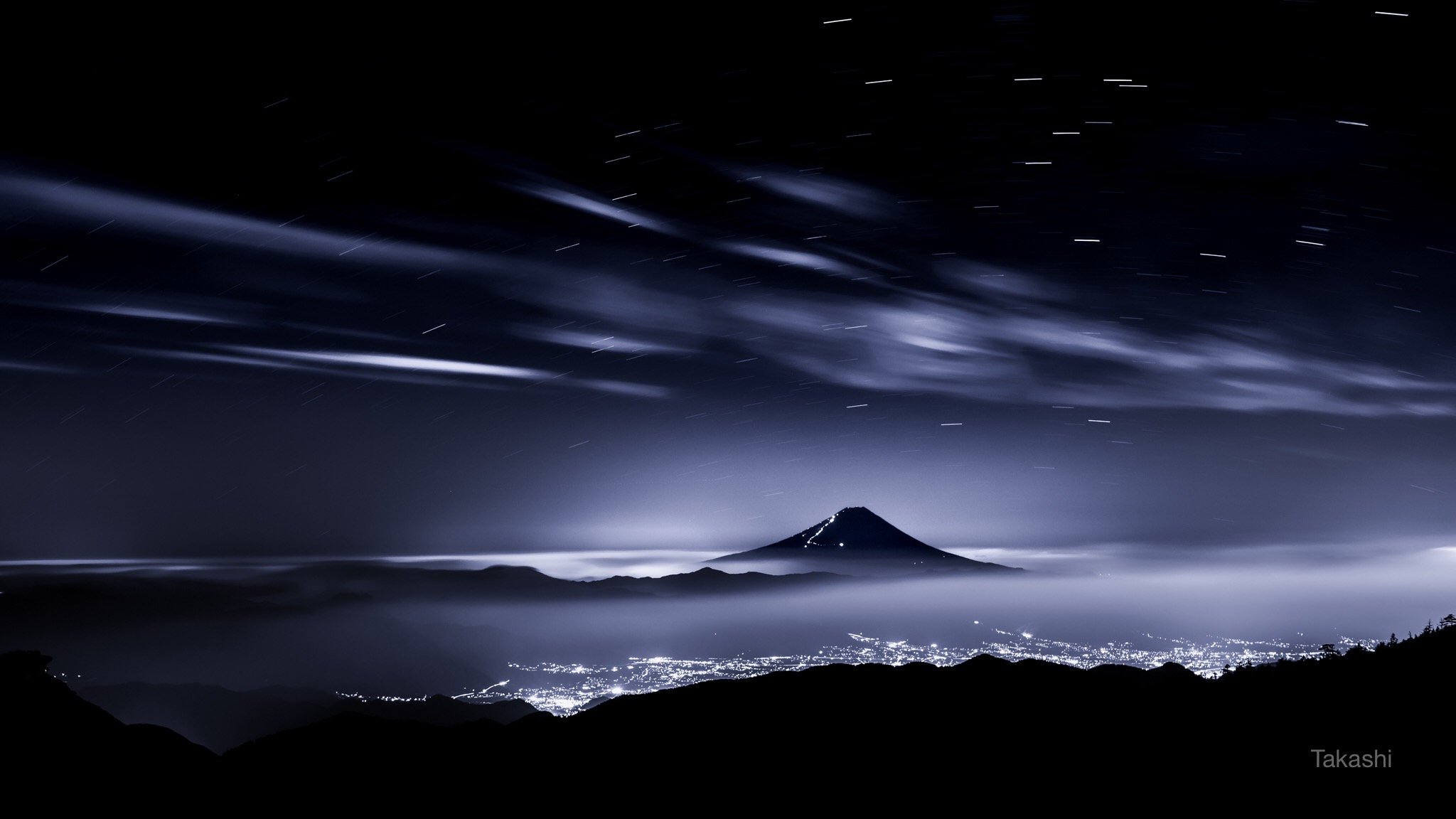Fuji,Japan,mountain,clouds,star,, Takashi