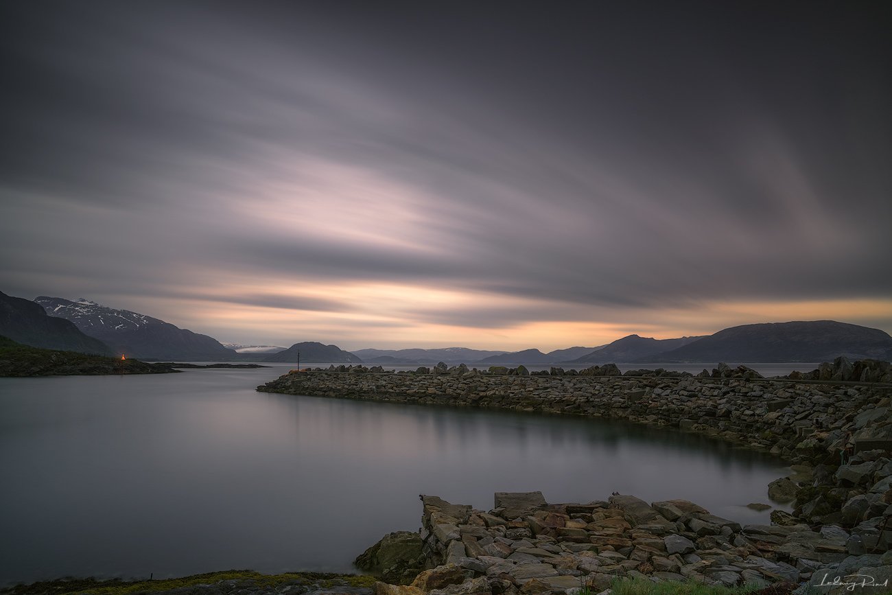beach, blue, calm, clouds, dusk, evening, ferryport, fog, gloaming, harbor, haven, holm, jetty, long exposure, mole, mountains, nightfall, nordland, nord-trondelag, norway, outdoors, peace tranquility, pier, port, rocks, scandinavia, scenery, serene, shor, Ludwig Riml