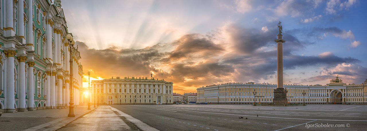 дворцовая площадь, санкт-петербург, александрийский столп,  лучи солнца, Соболев Игорь