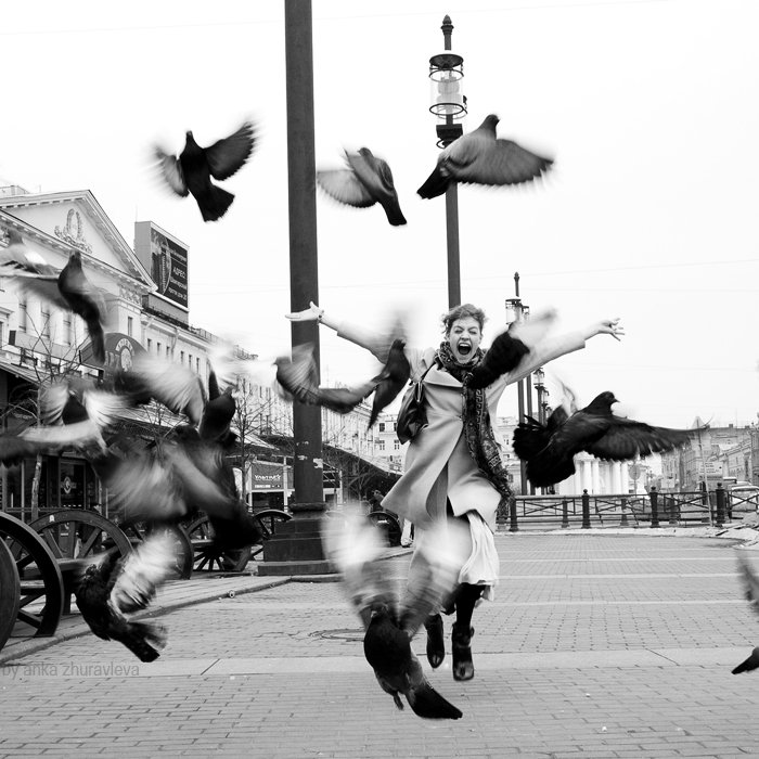 голуби, бег, площадь, питер, город, радость, свобода, anka zhuravleva