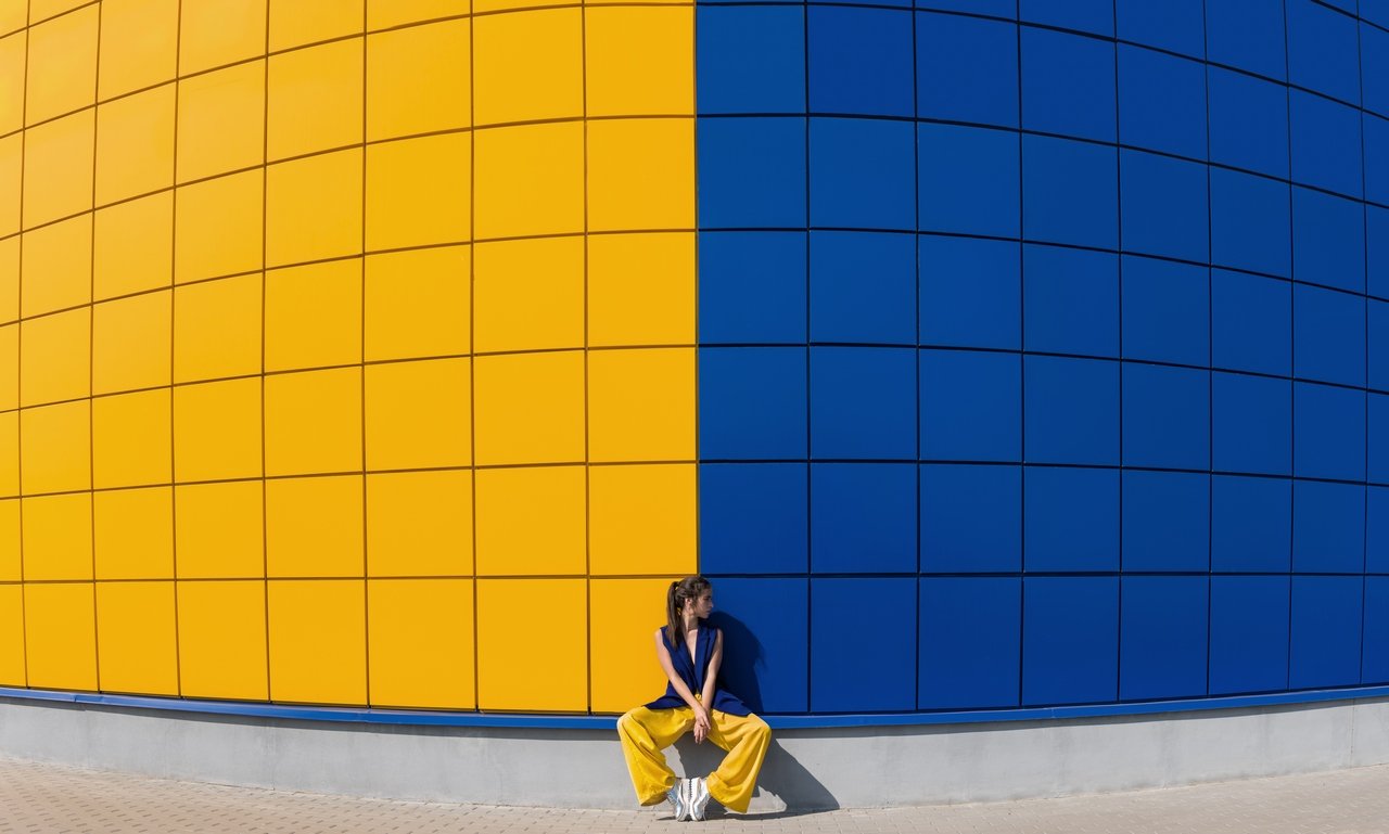 yellow, blue, girl, conceptual, color, contrast, nikon, portrait, model, Анна Дегтярёва